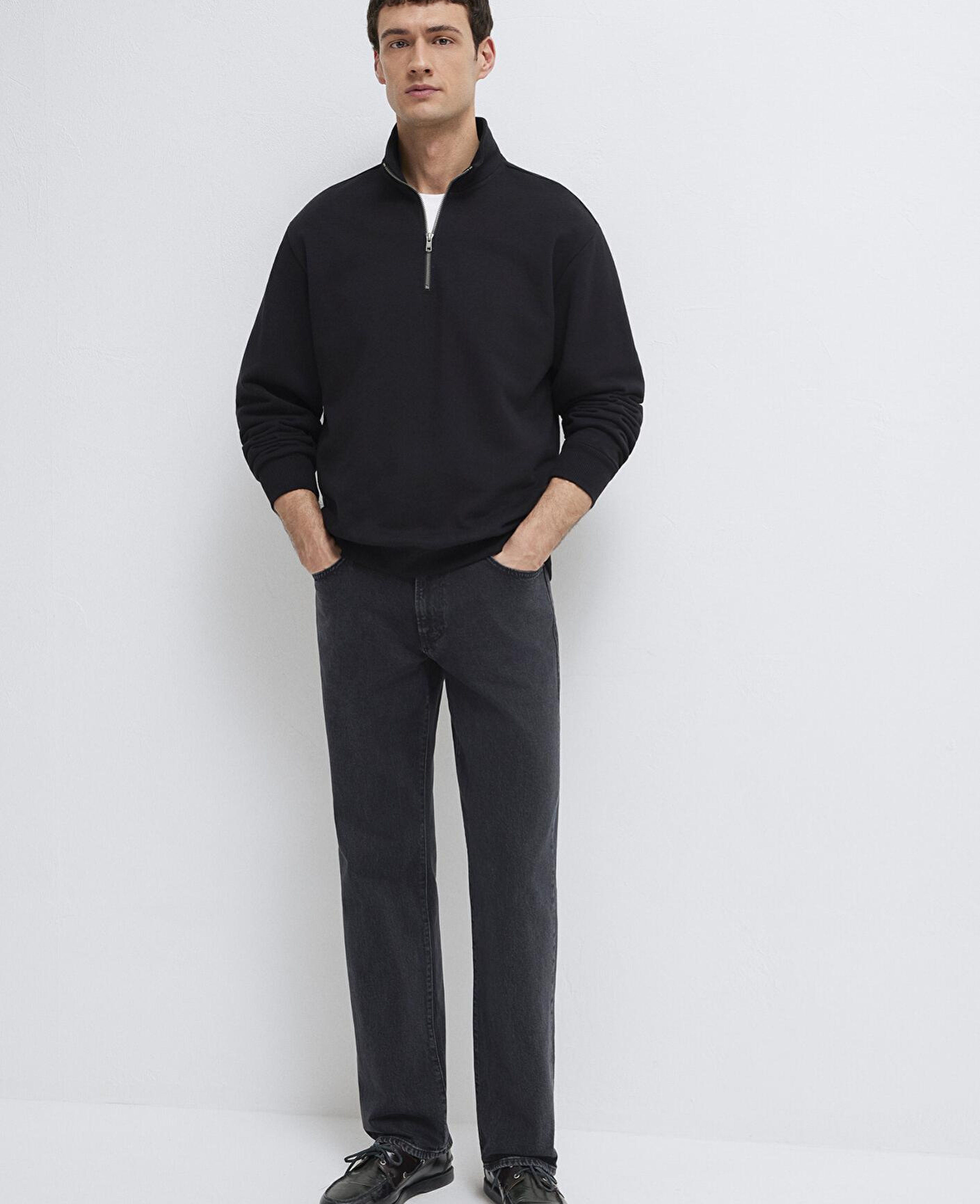 Mavi Yarı Fermuarlı Siyah Basic Sweatshirt 0S10419-900