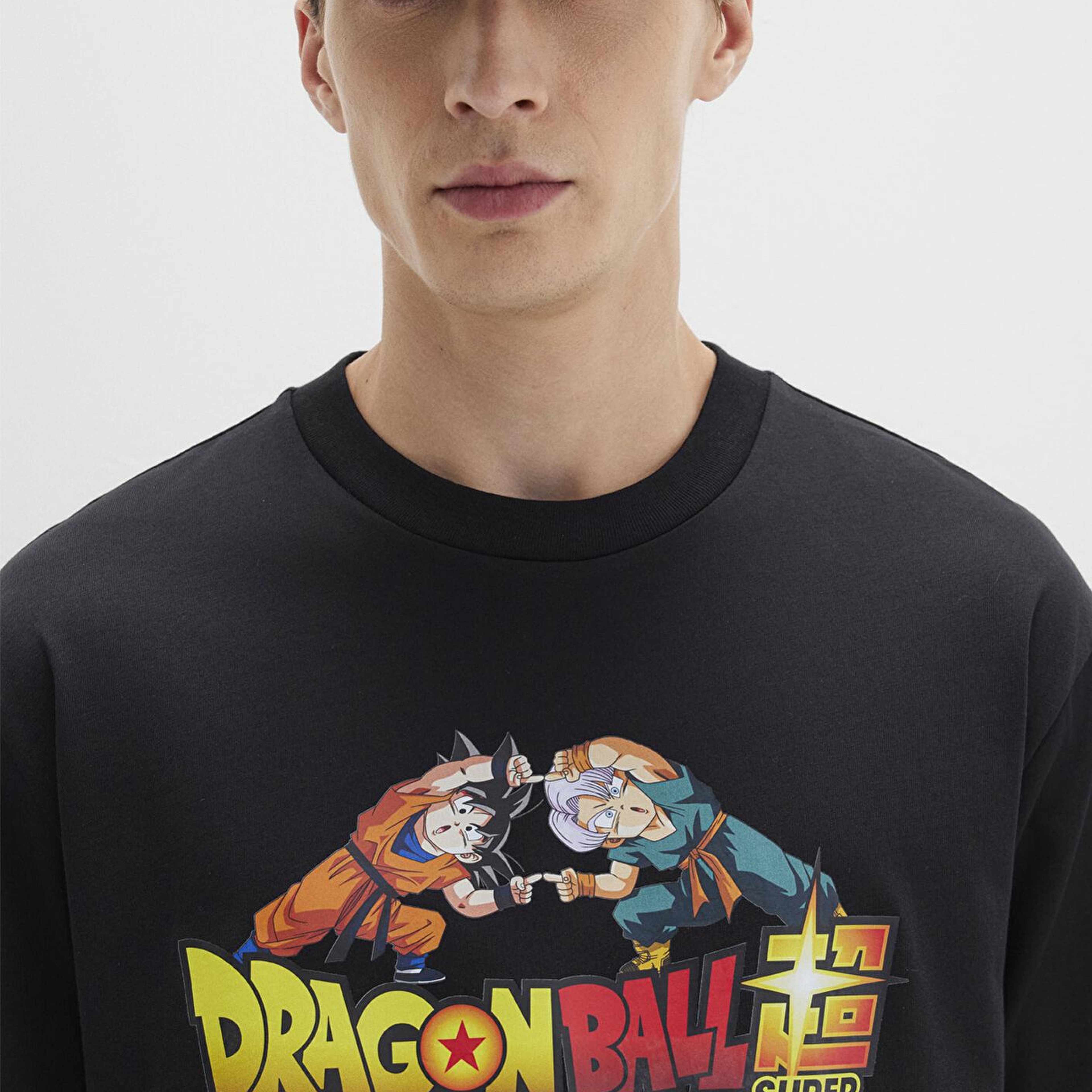 Mavi Dragon Ball Baskılı Siyah Tişört Loose Fit / Bol Rahat Kesim 0612932-900