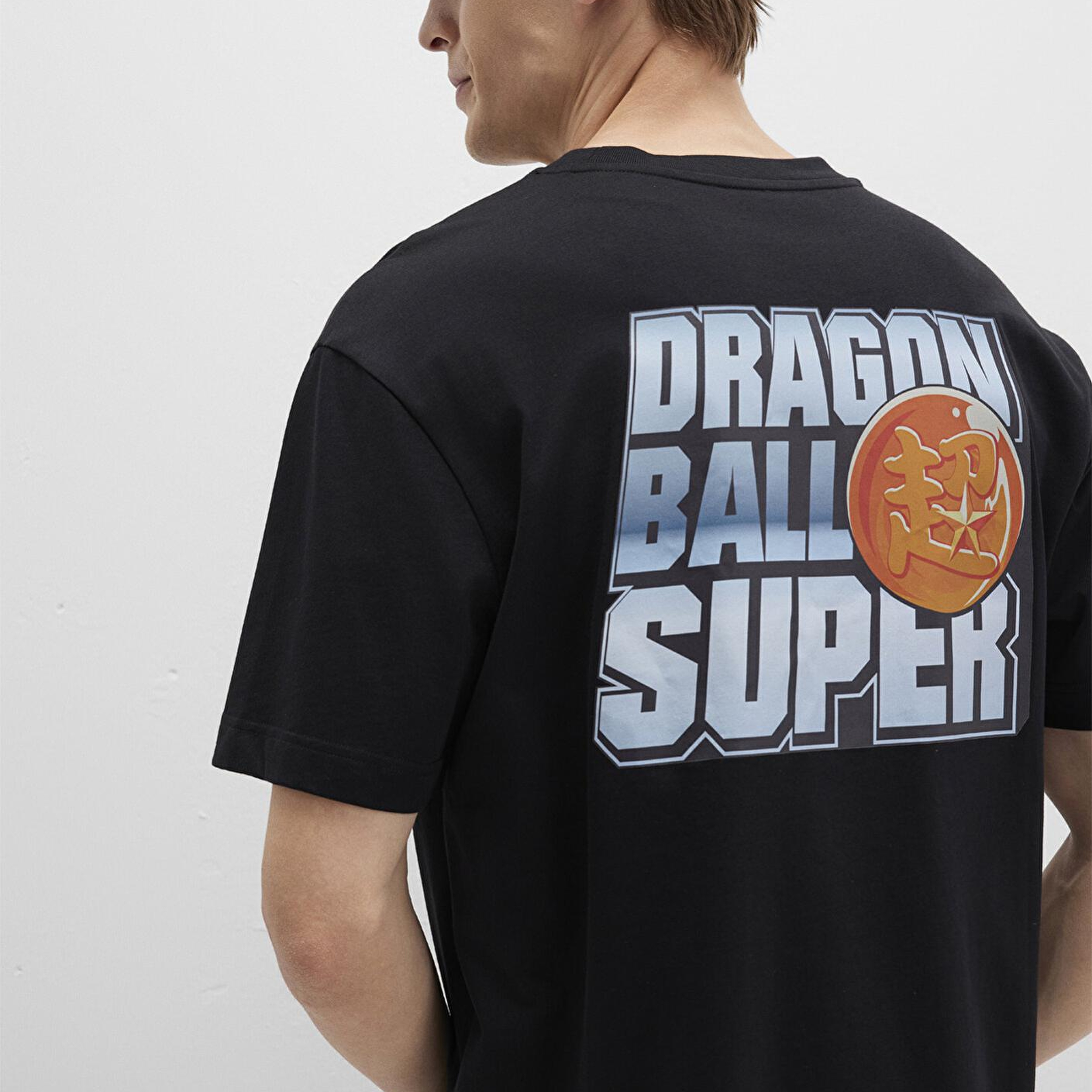 Mavi Dragon Ball Baskılı Siyah Tişört Loose Fit / Bol Rahat Kesim 0612932-900