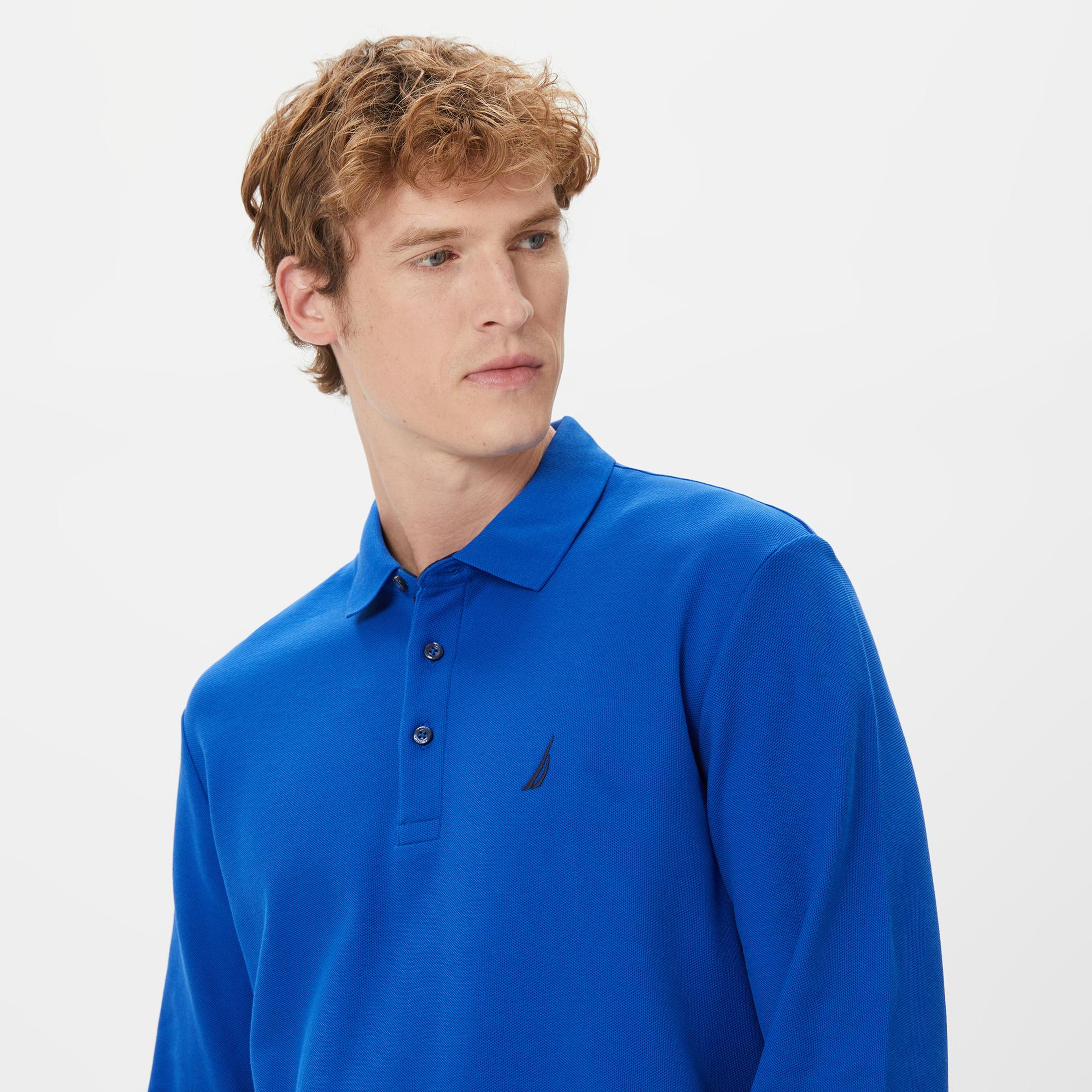Nautica Erkek Mavi Classic Fit Uzun Kollu Polo Yaka T-Shirt