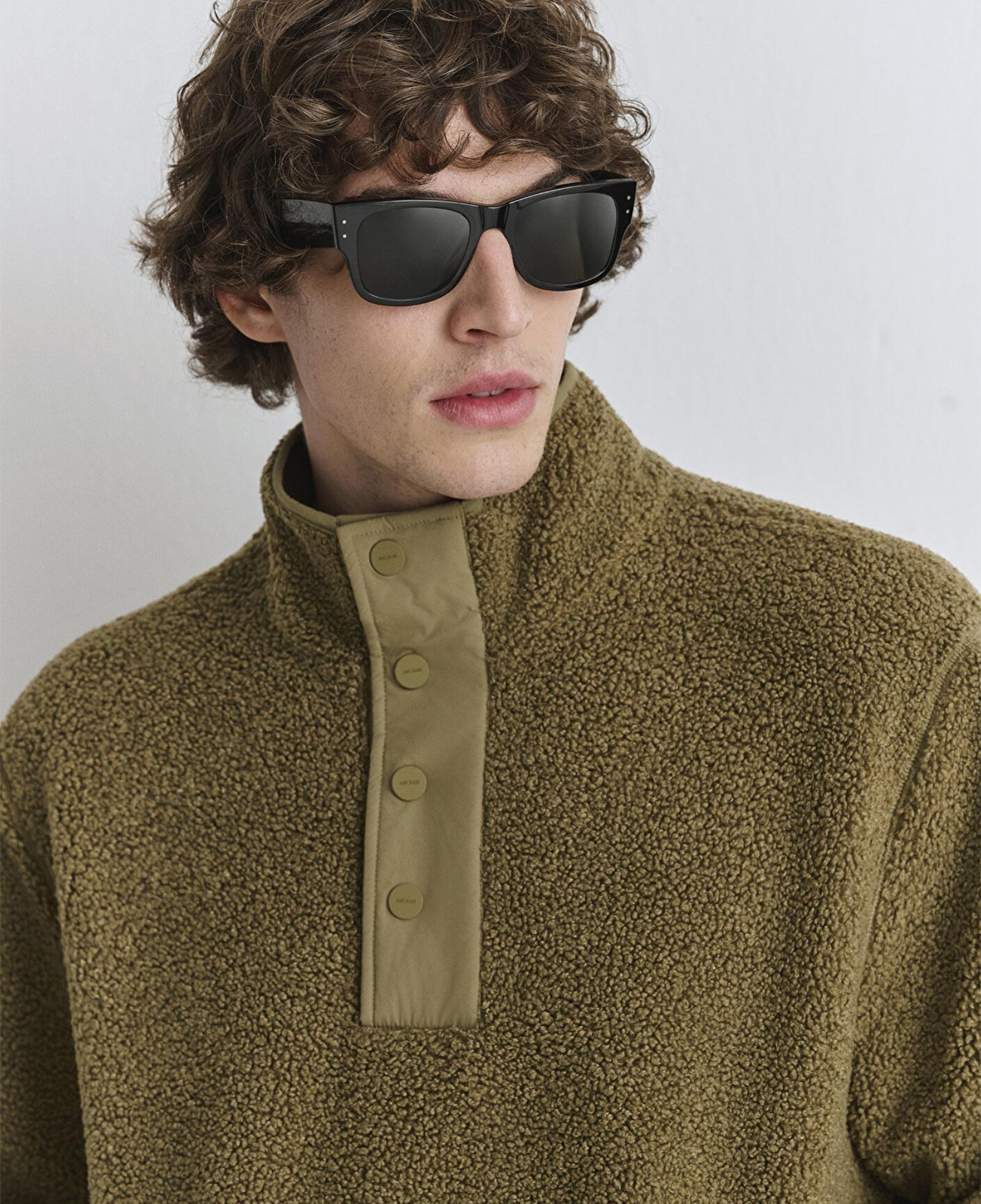 Mavi Dik Yaka Haki Sweatshirt Loose Fit / Bol Rahat Kesim 0110737-70362