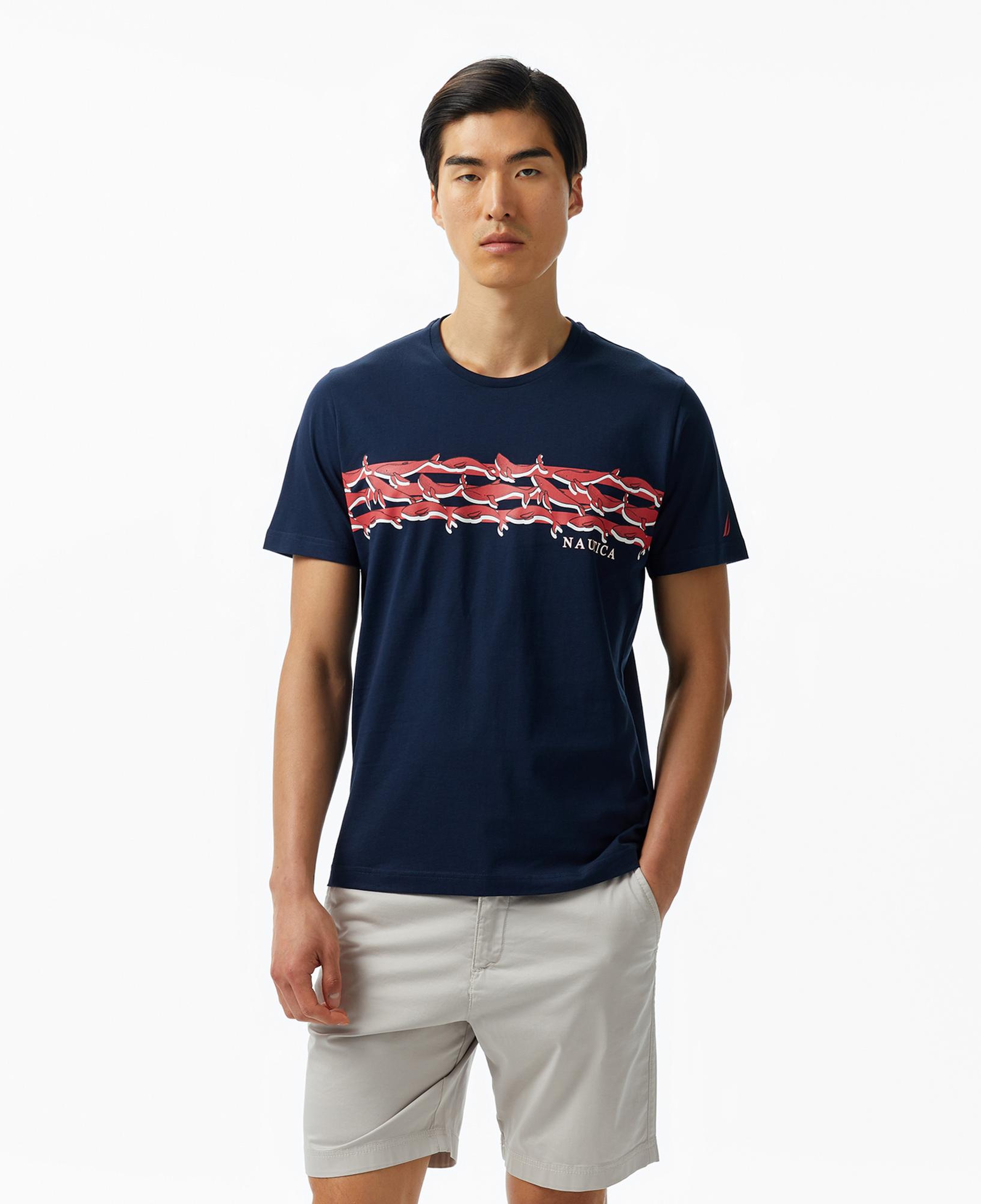 Nautica Erkek Lacivert Regular Fit Baskılı T-Shirt