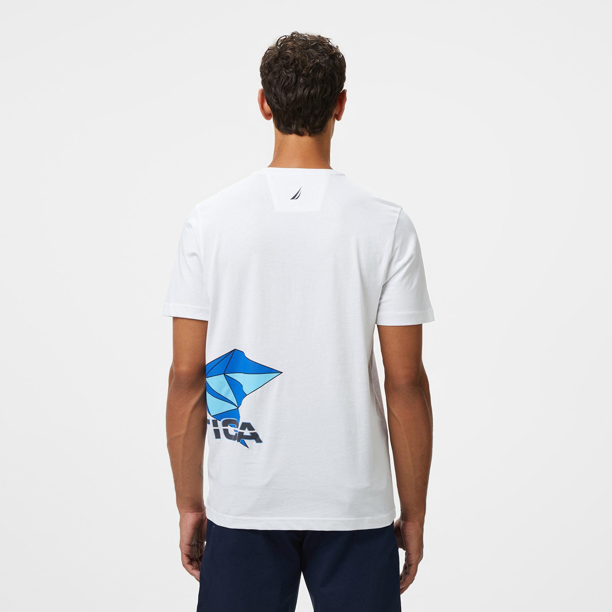 Nautica Erkek Beyaz Regular Fit Baskılı T-Shirt