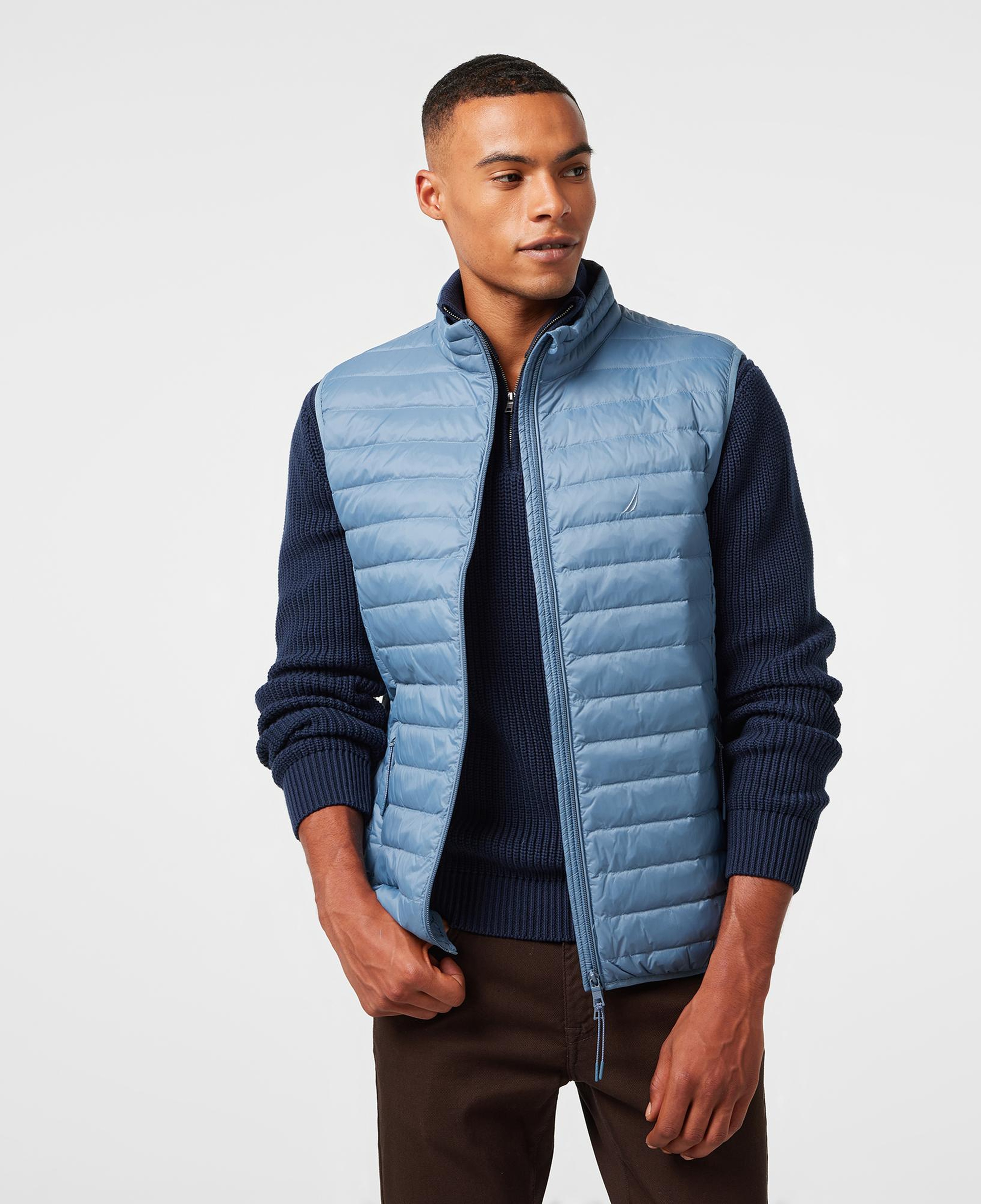 Nautica Erkek Mavi Su Kaydırma Özellikli Kaz Tüyü Yelek