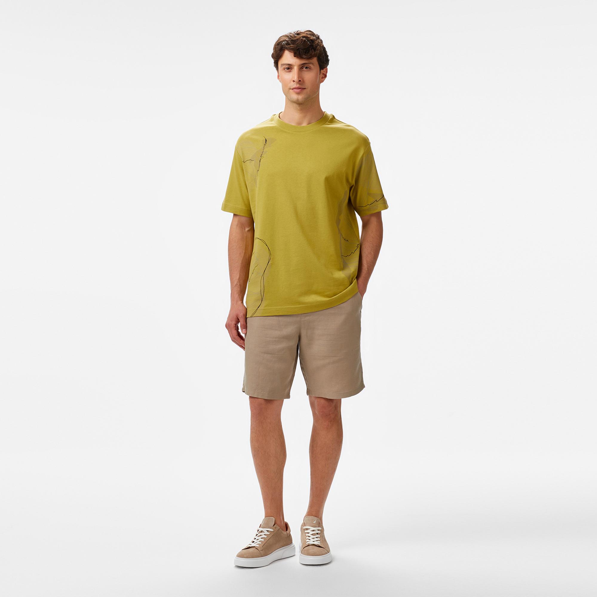 Nautica Erkek Yeşil Regular Fit Baskılı T-Shirt