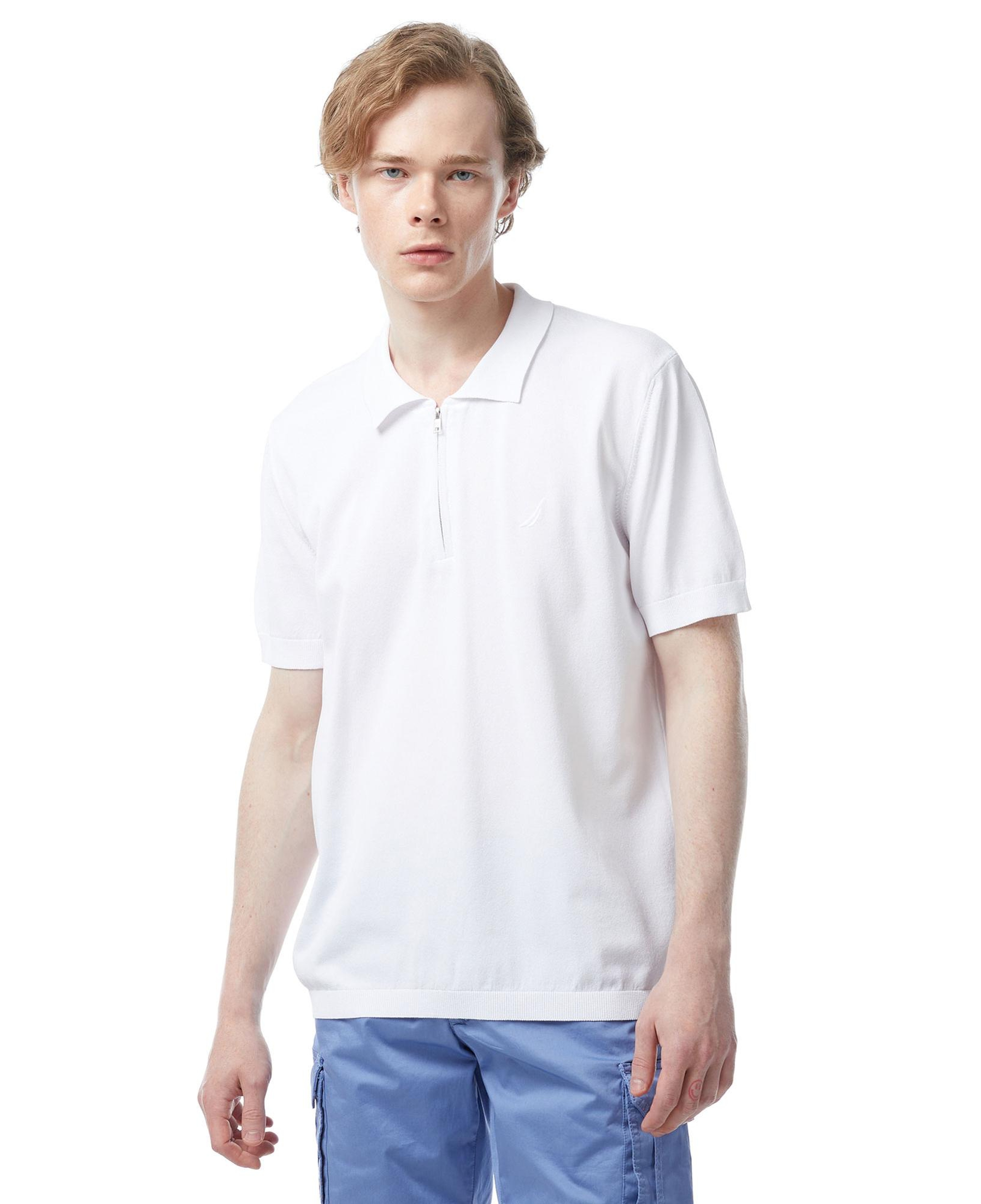 Nautica Erkek Beyaz Classic Fit Kısa Kollu Triko