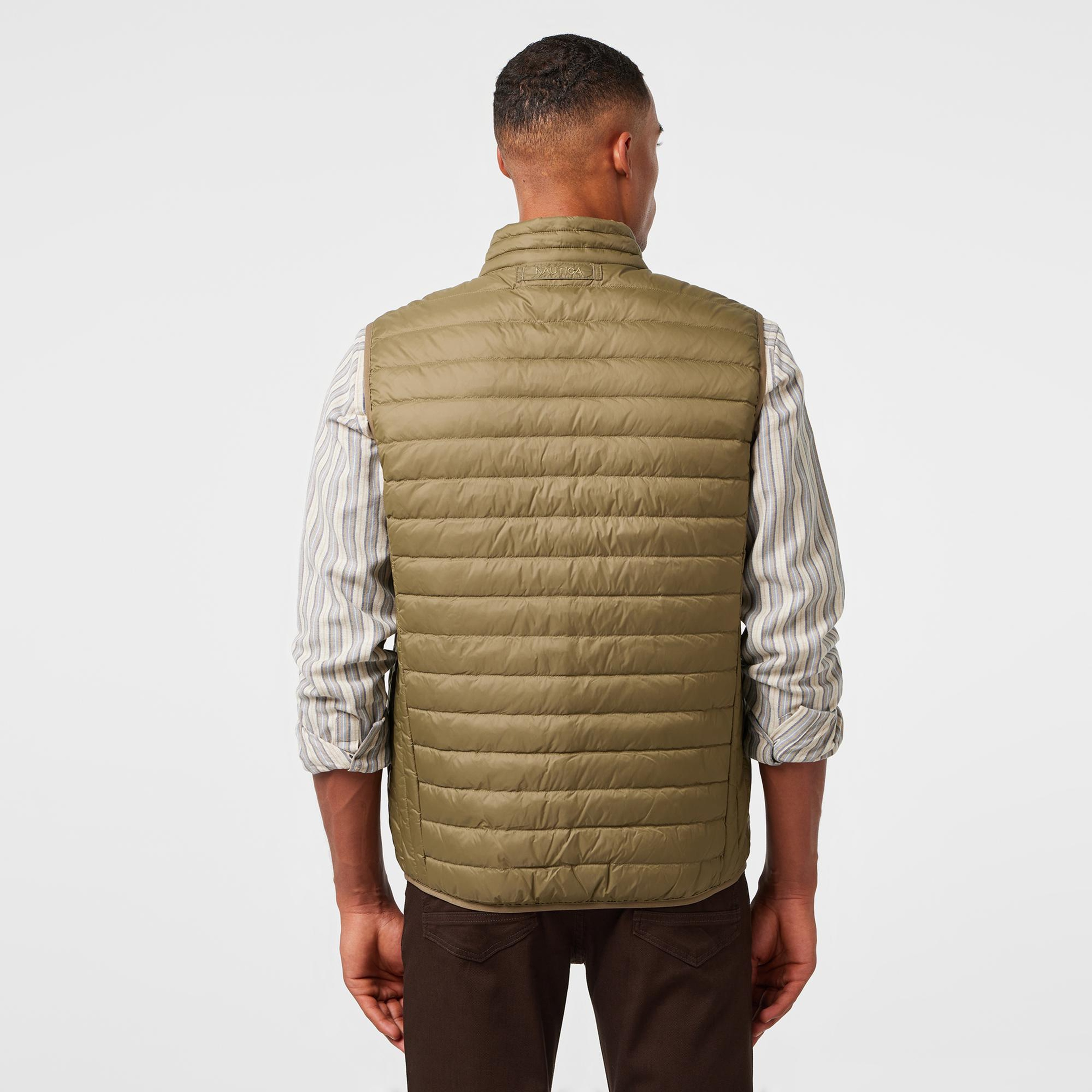 Nautica Erkek Haki Su Kaydırma Özellikli Kaz Tüyü Yelek