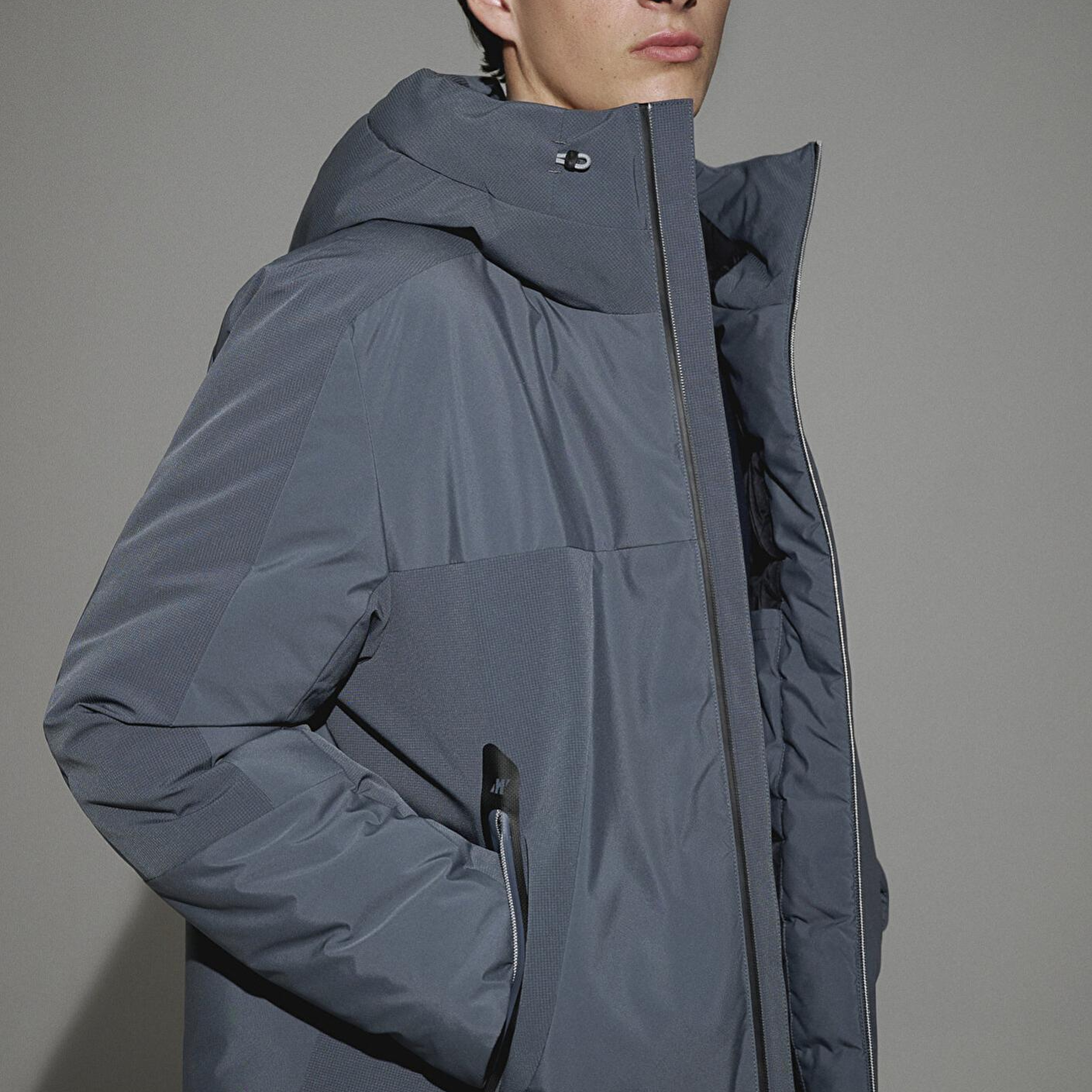 Mavi Su İtici Kapüşonlu Gri Şişme Mont 0110663-80776