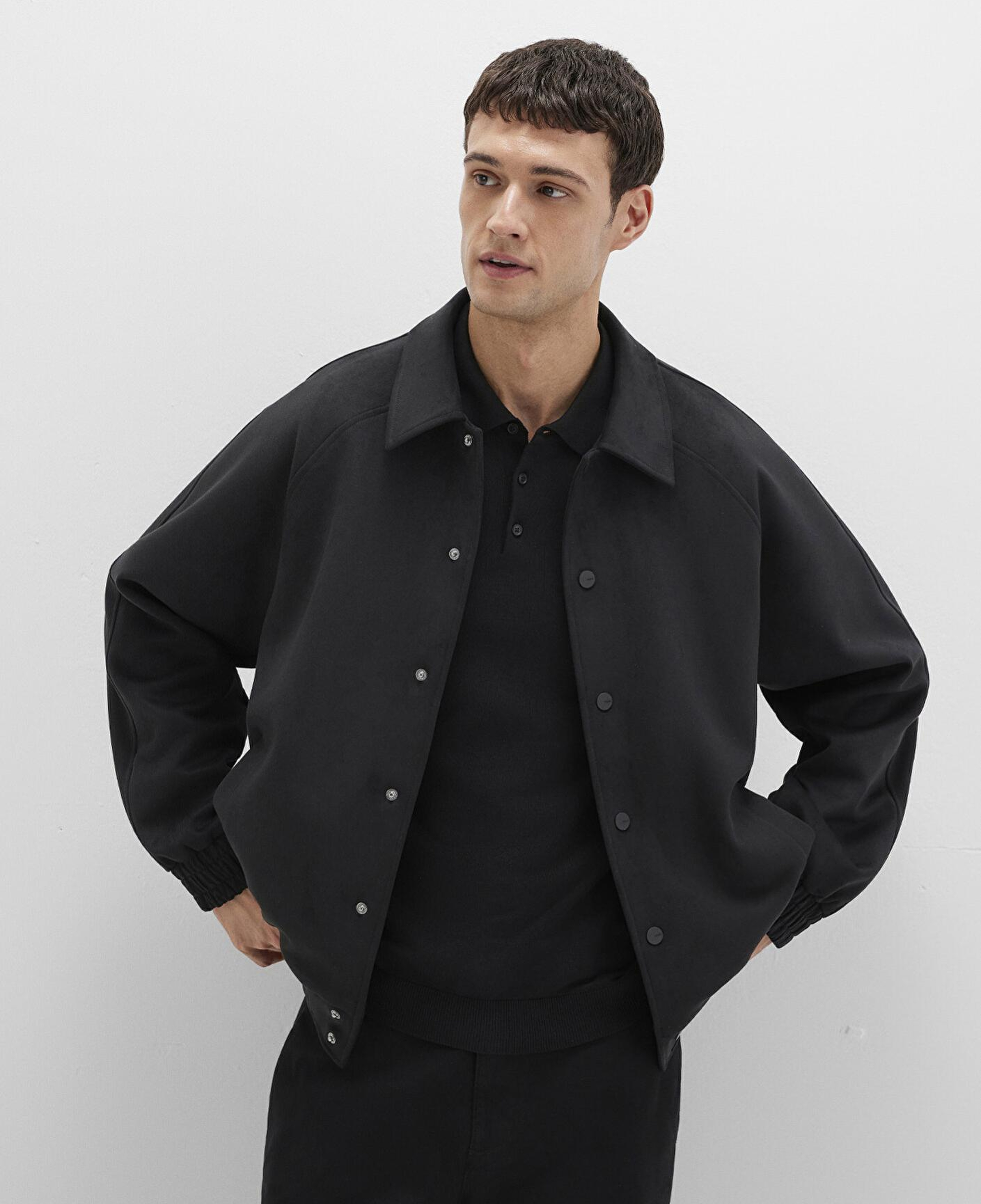 Mavi Siyah Bomber Suni Süet Ceket Loose Fit / Bol Rahat Kesim 0110649-71379