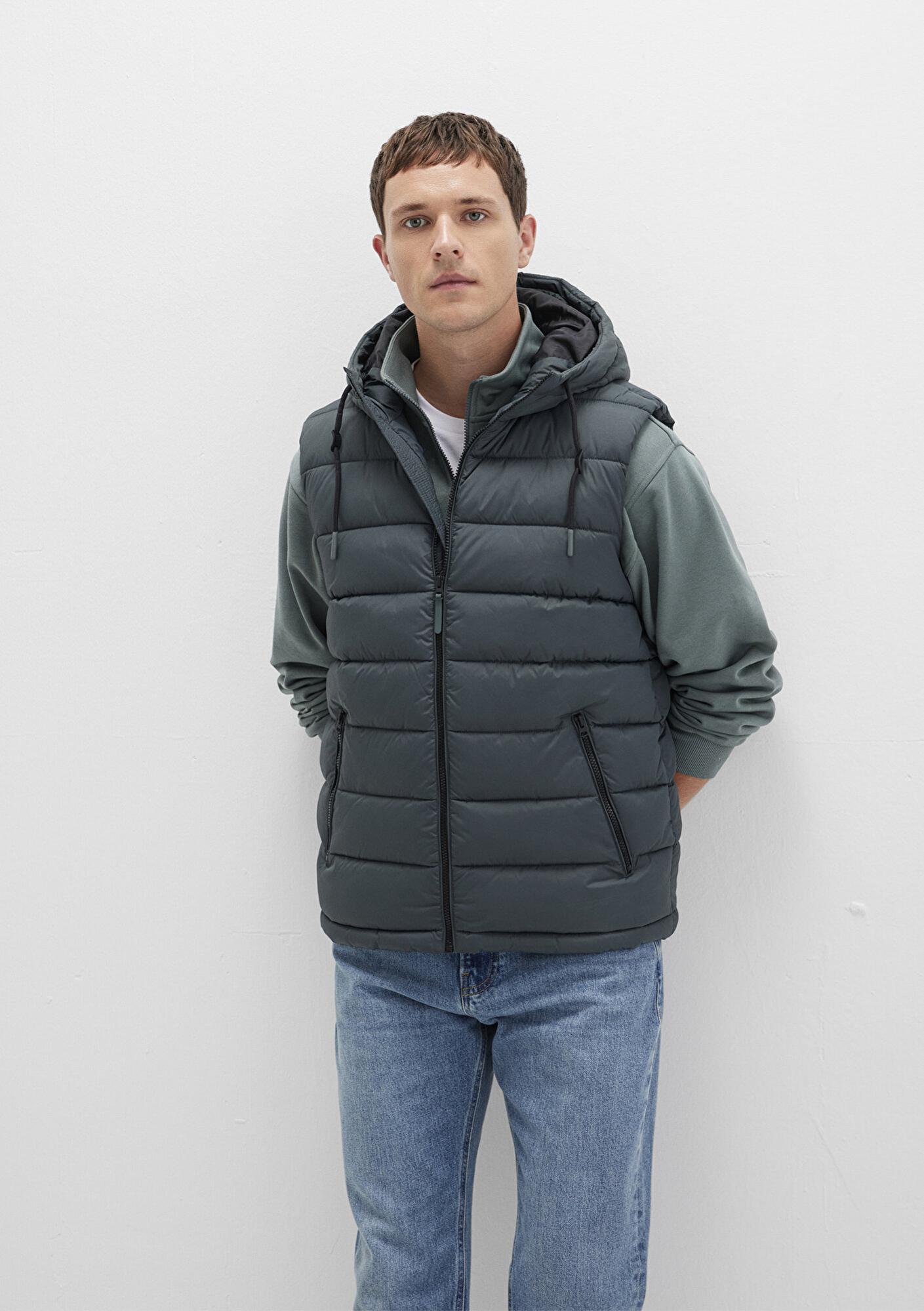 Mavi Kapüşonlu Yeşil Şişme Yelek Regular Fit / Normal Kesim 0110604-71598