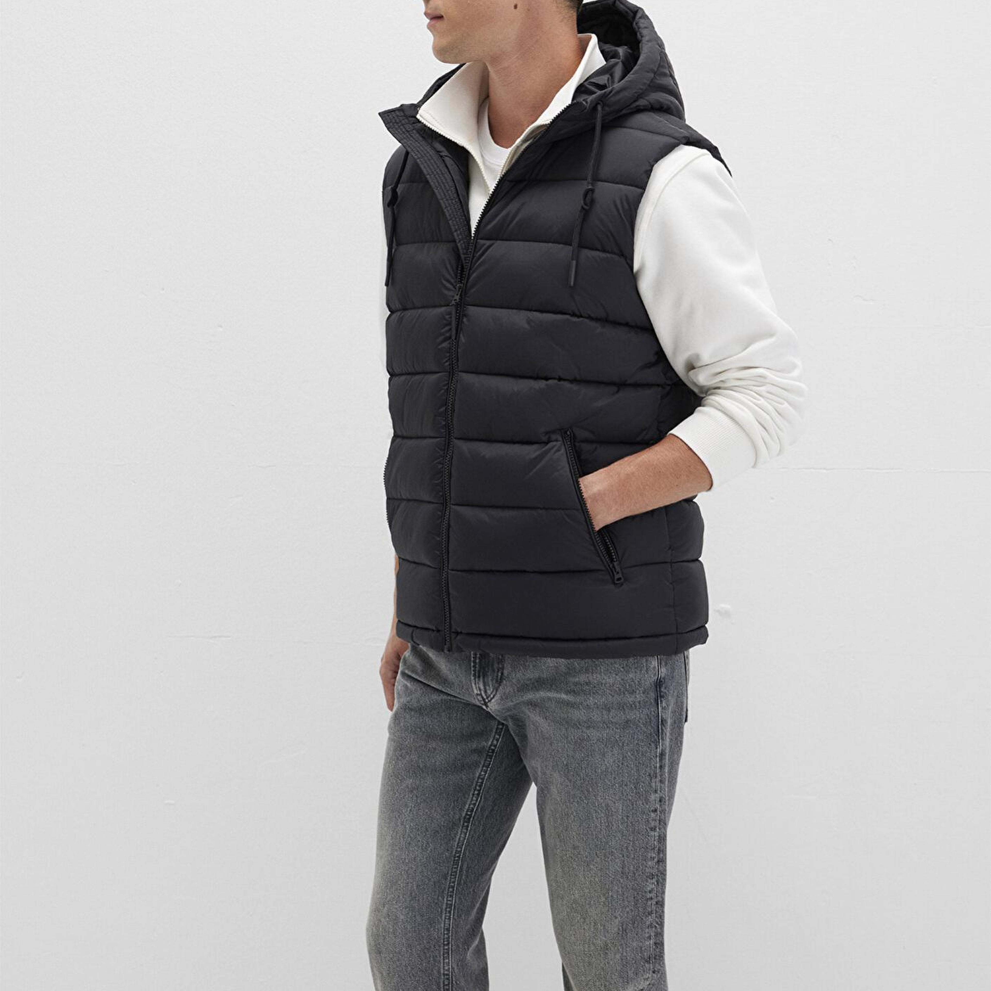 Mavi Kapüşonlu Siyah  Şişme Yelek Regular Fit / Normal Kesim 0110604-71379