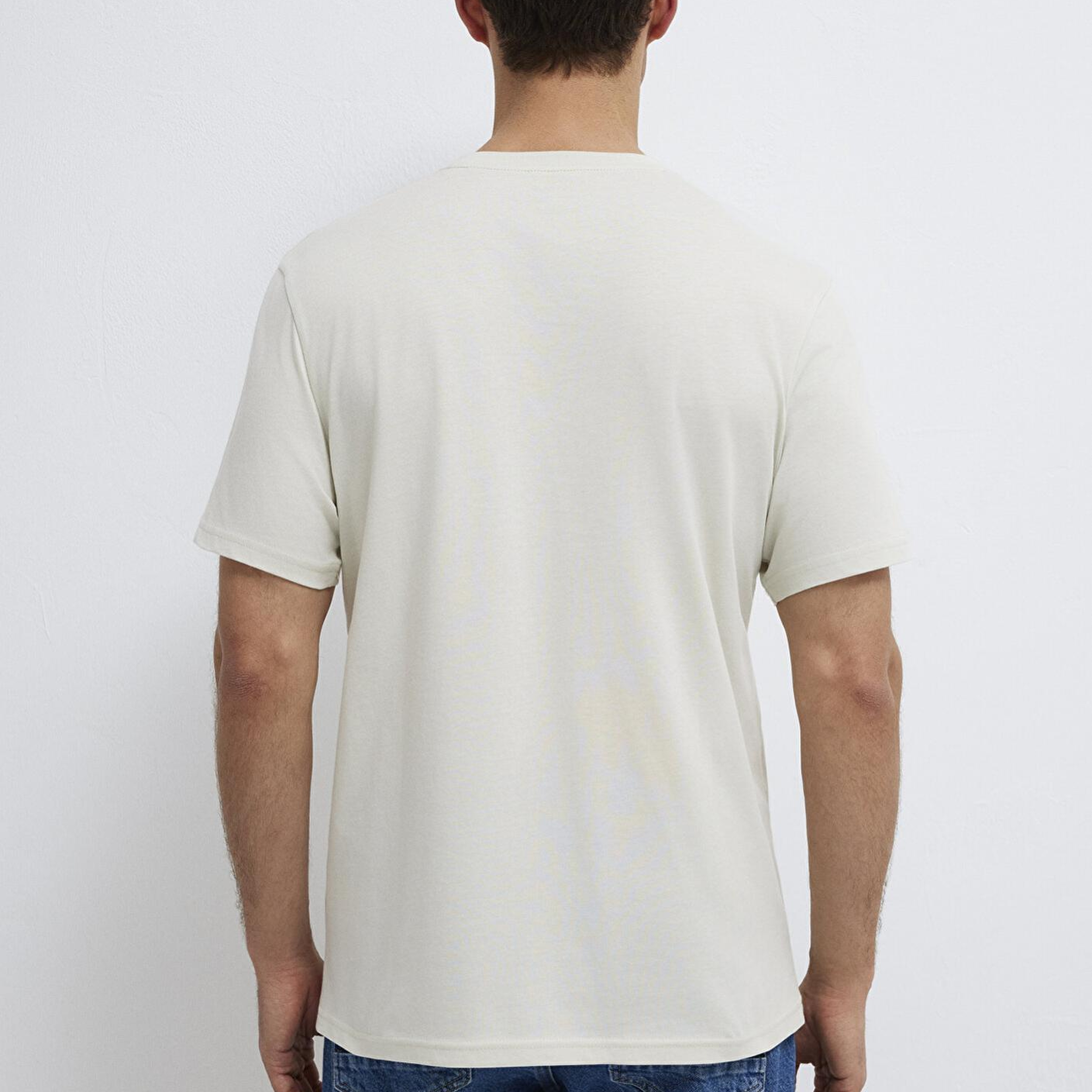 Mavi Mavi Logo Baskılı Ekru Tişört Regular Fit / Normal Kesim 0612732-70142