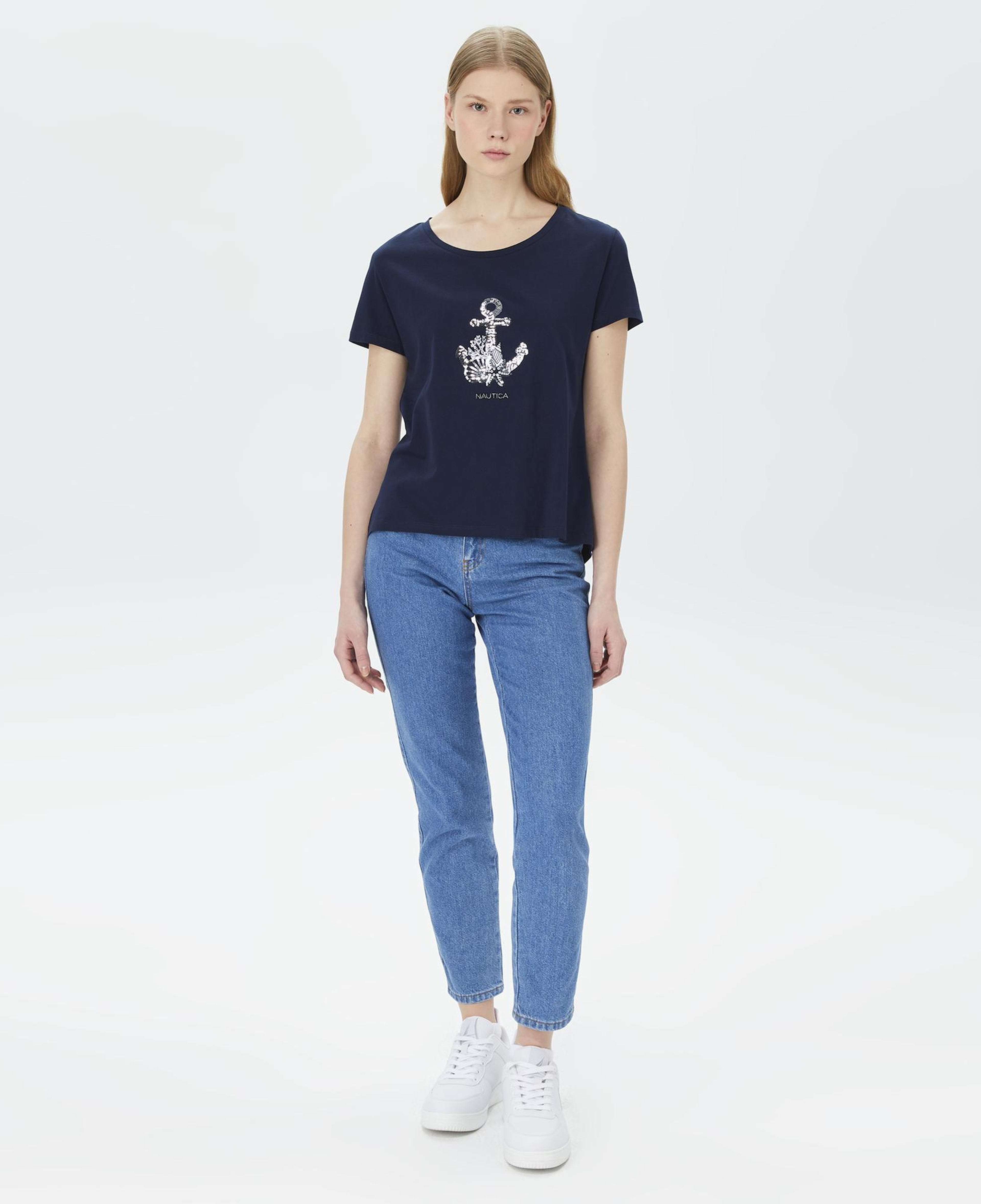 Nautica Kadın Lacivert Relaxed Fit T-Shirt