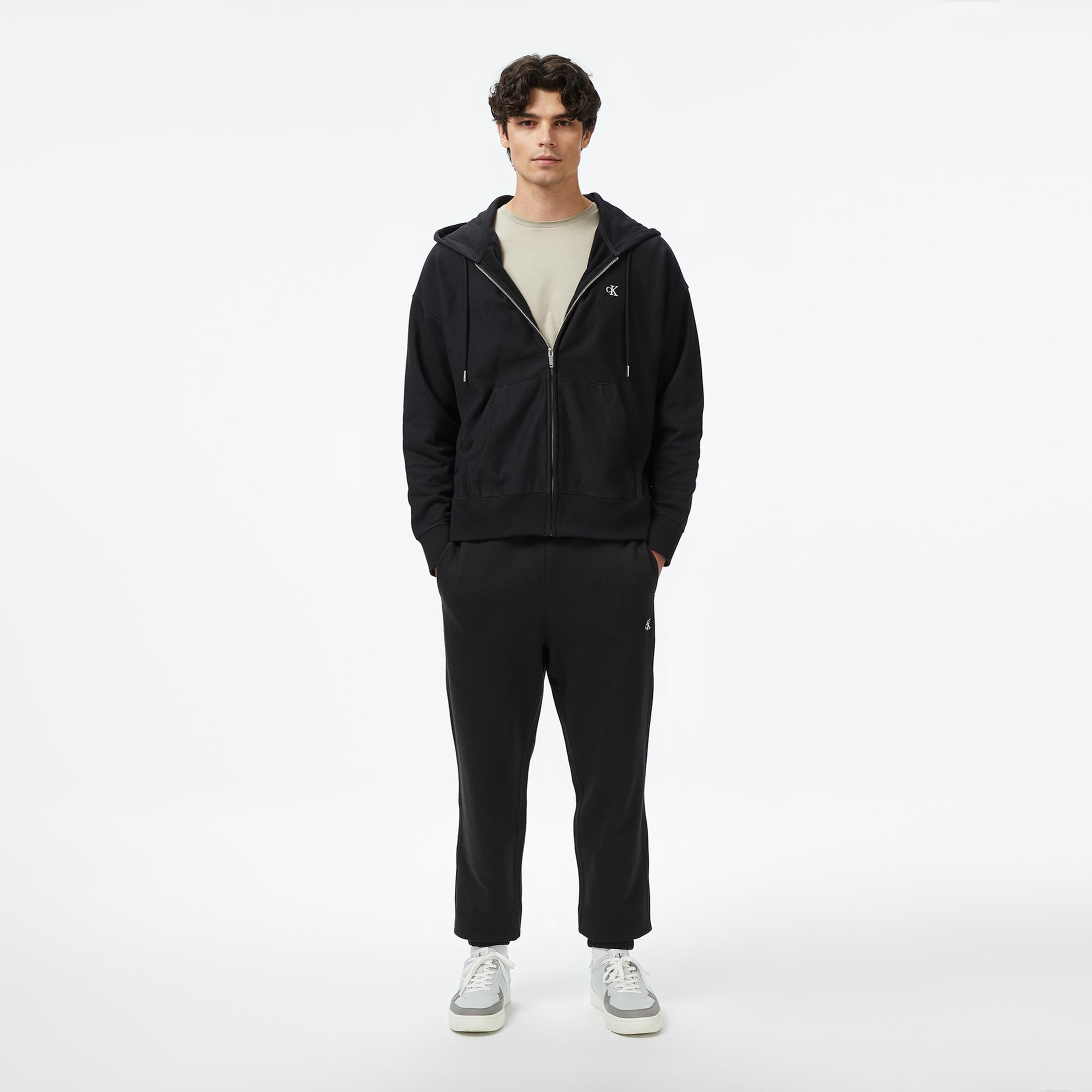 Calvin Klein Premium Terry Monogram Erkek Siyah Sweatshirt