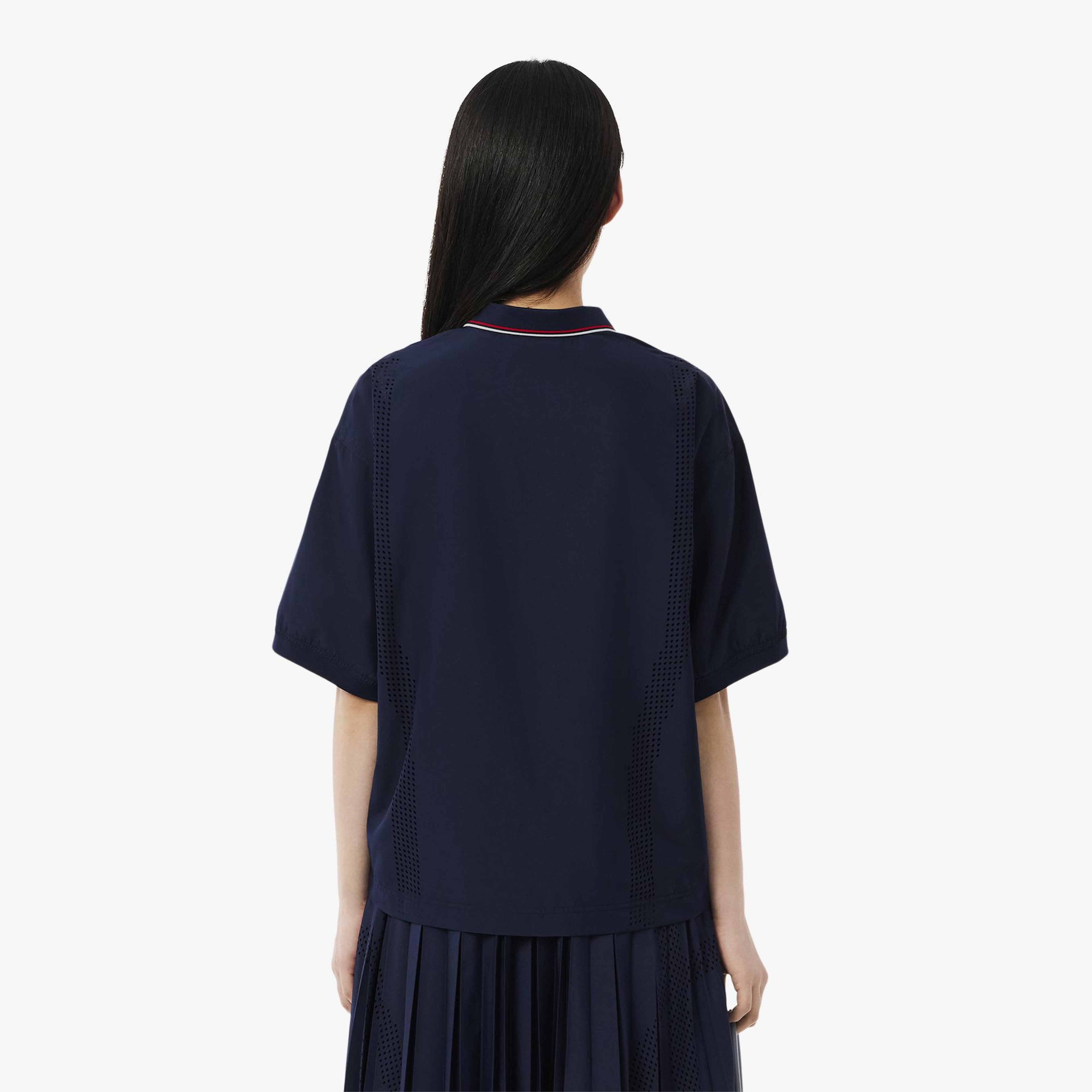 Lacoste Kadın Oversize Fit Kısa Kollu Lacivert Polo