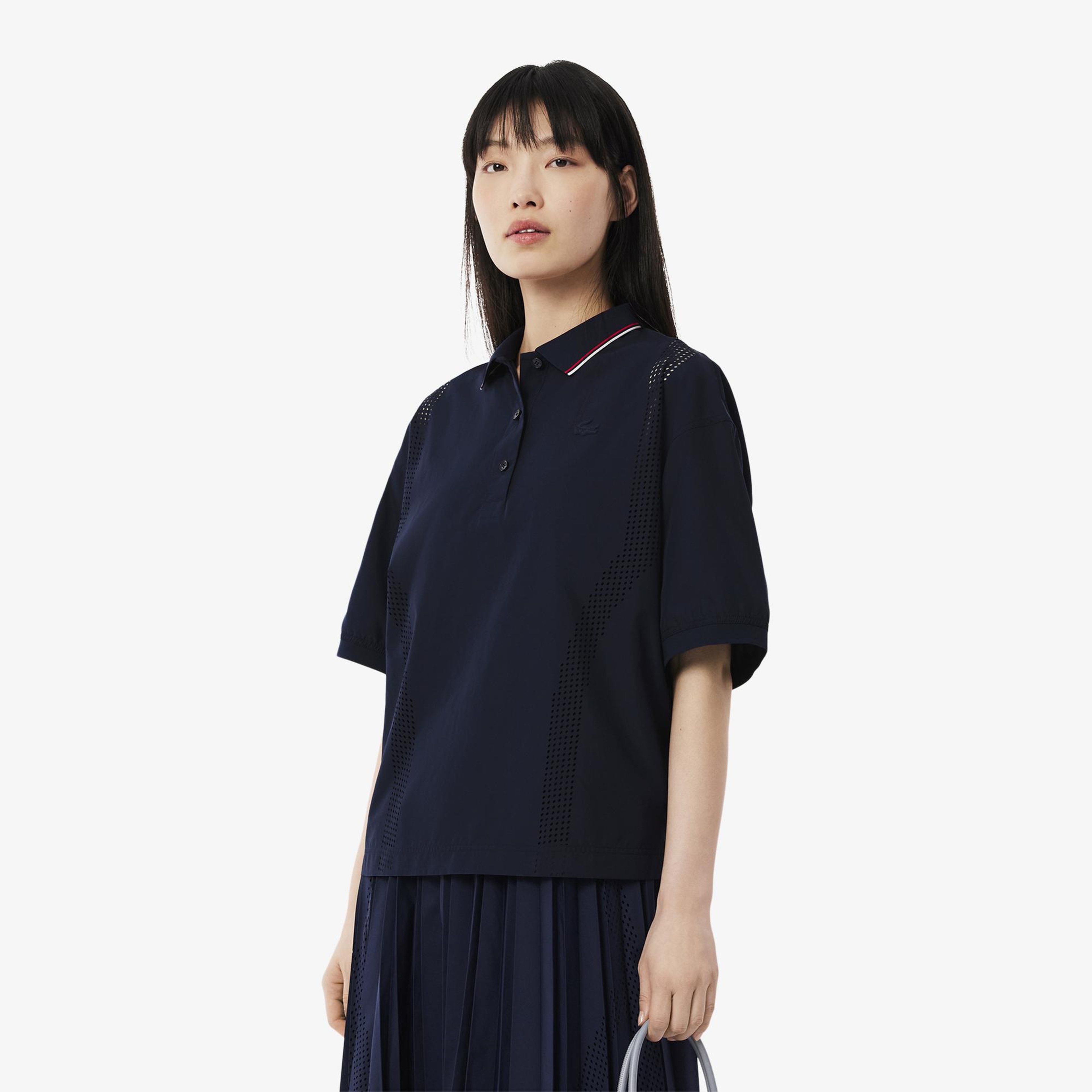 Lacoste Kadın Oversize Fit Kısa Kollu Lacivert Polo