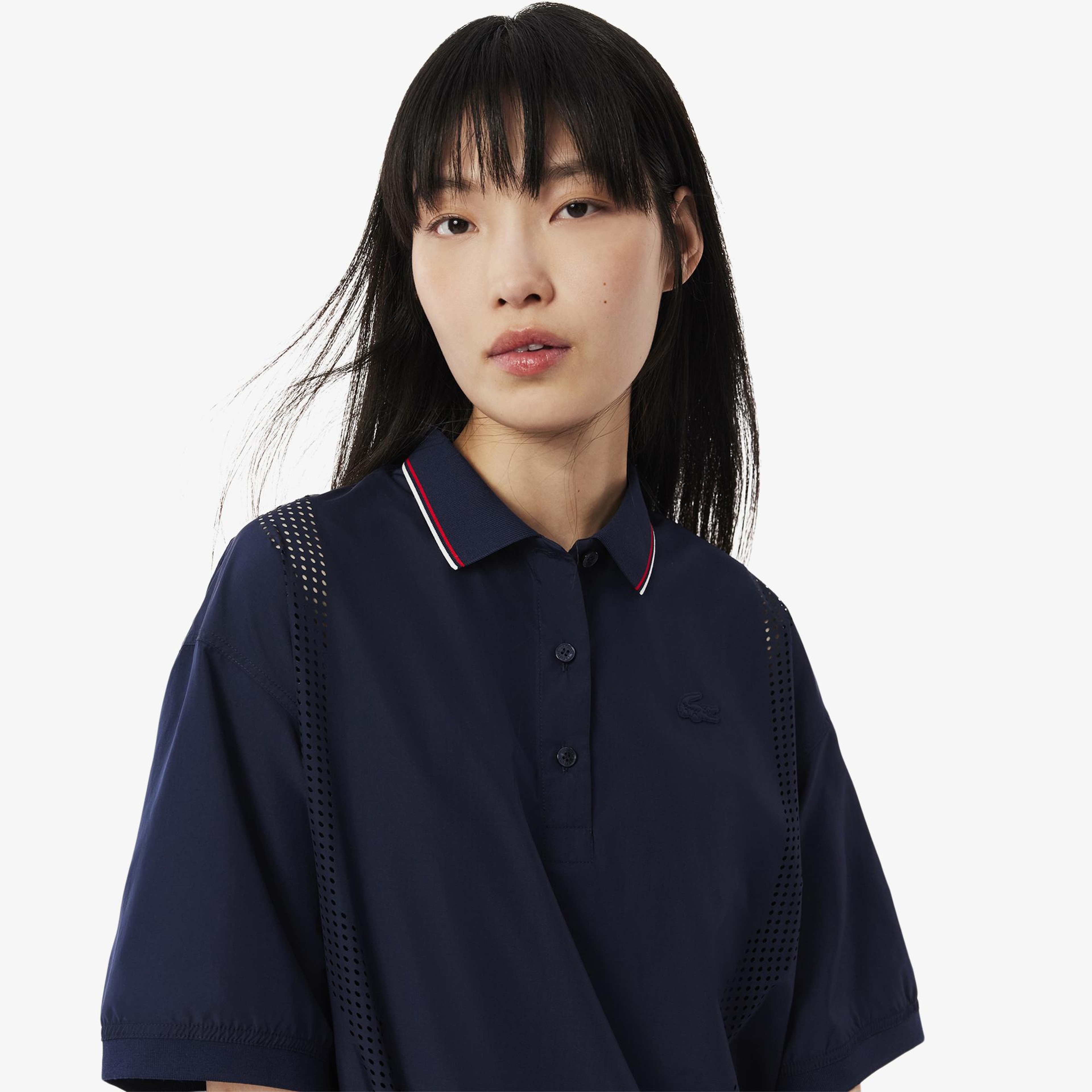 Lacoste Kadın Oversize Fit Kısa Kollu Lacivert Polo