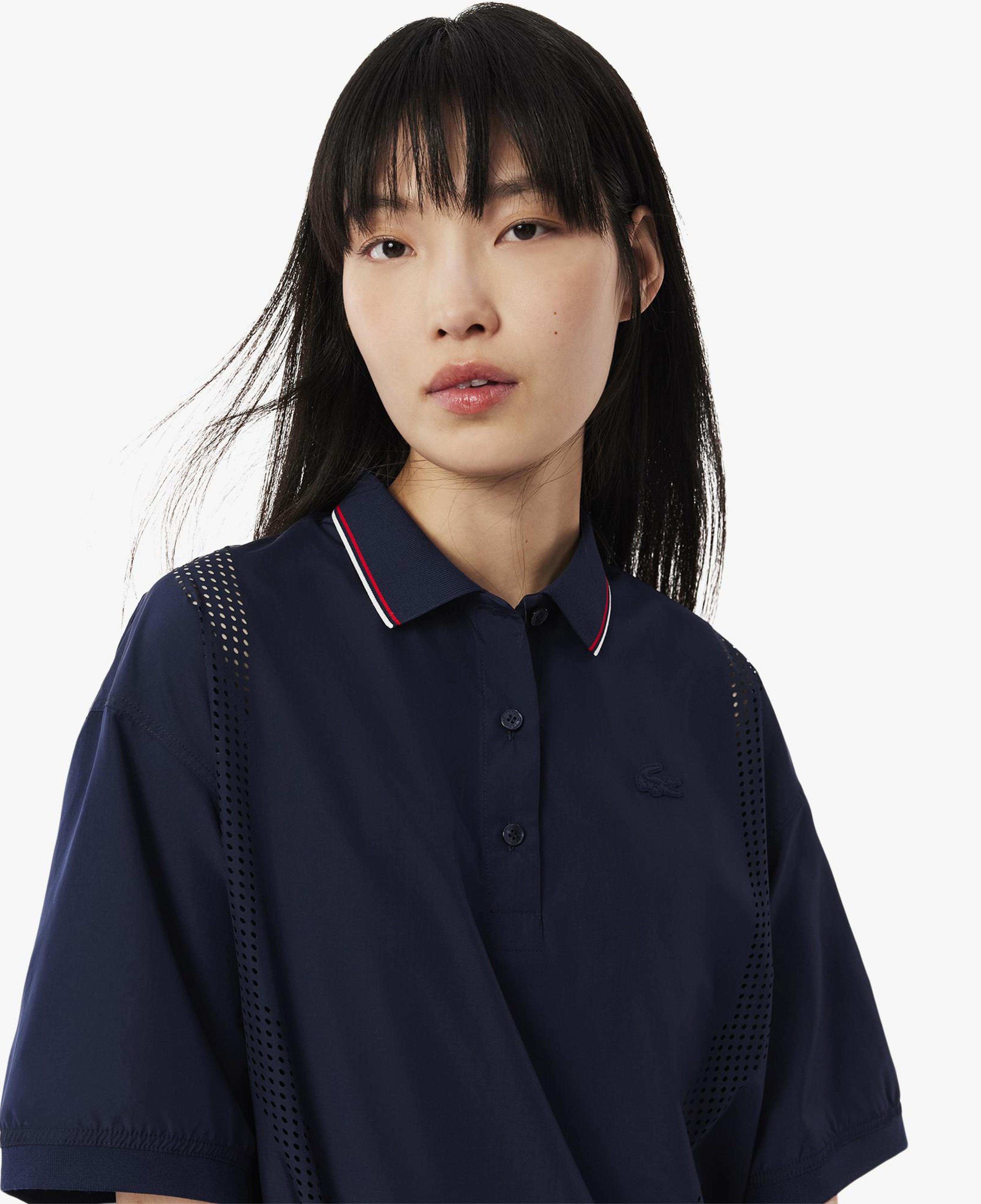 Lacoste Kadın Oversize Fit Kısa Kollu Lacivert Polo