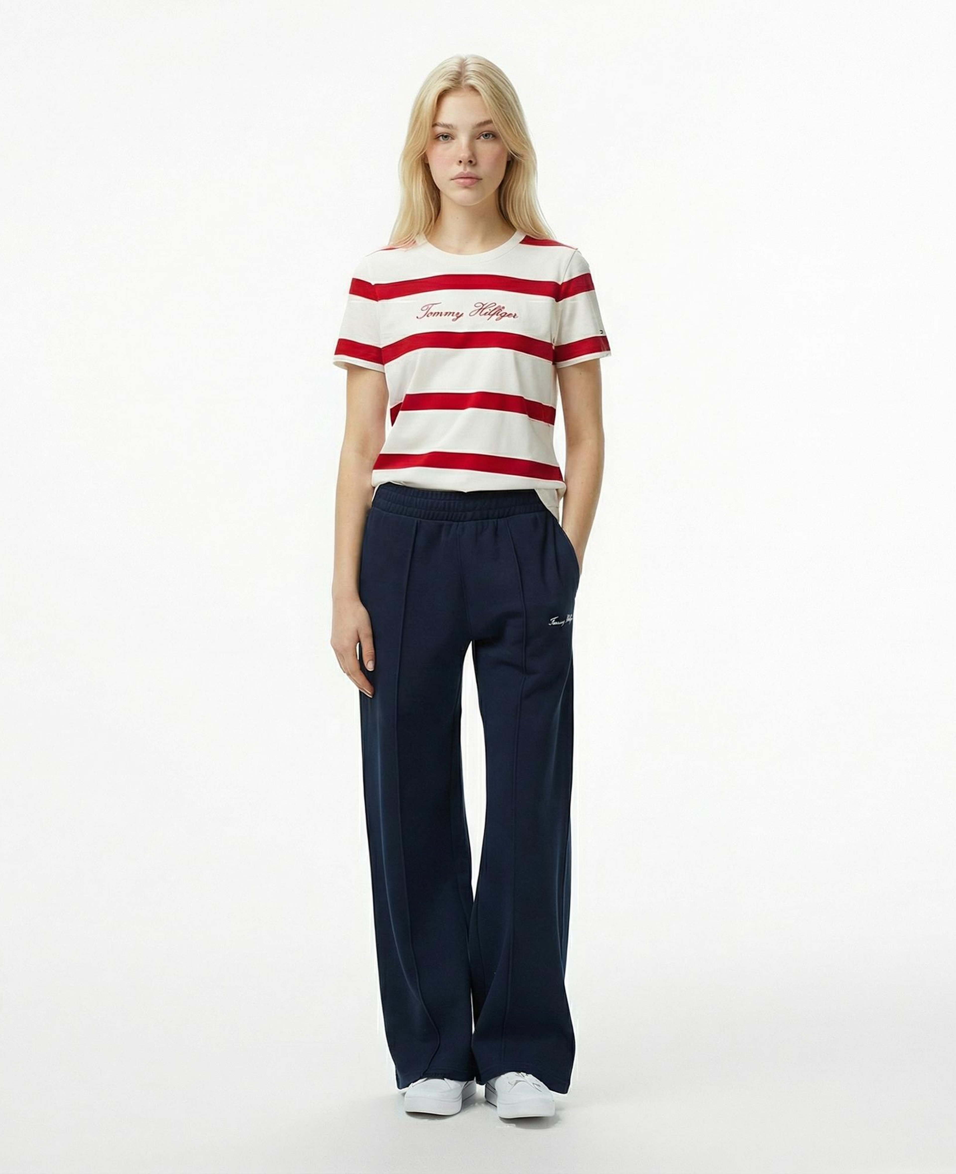 Tommy Hilfiger Script Regular Kadın Beyaz T-Shirt