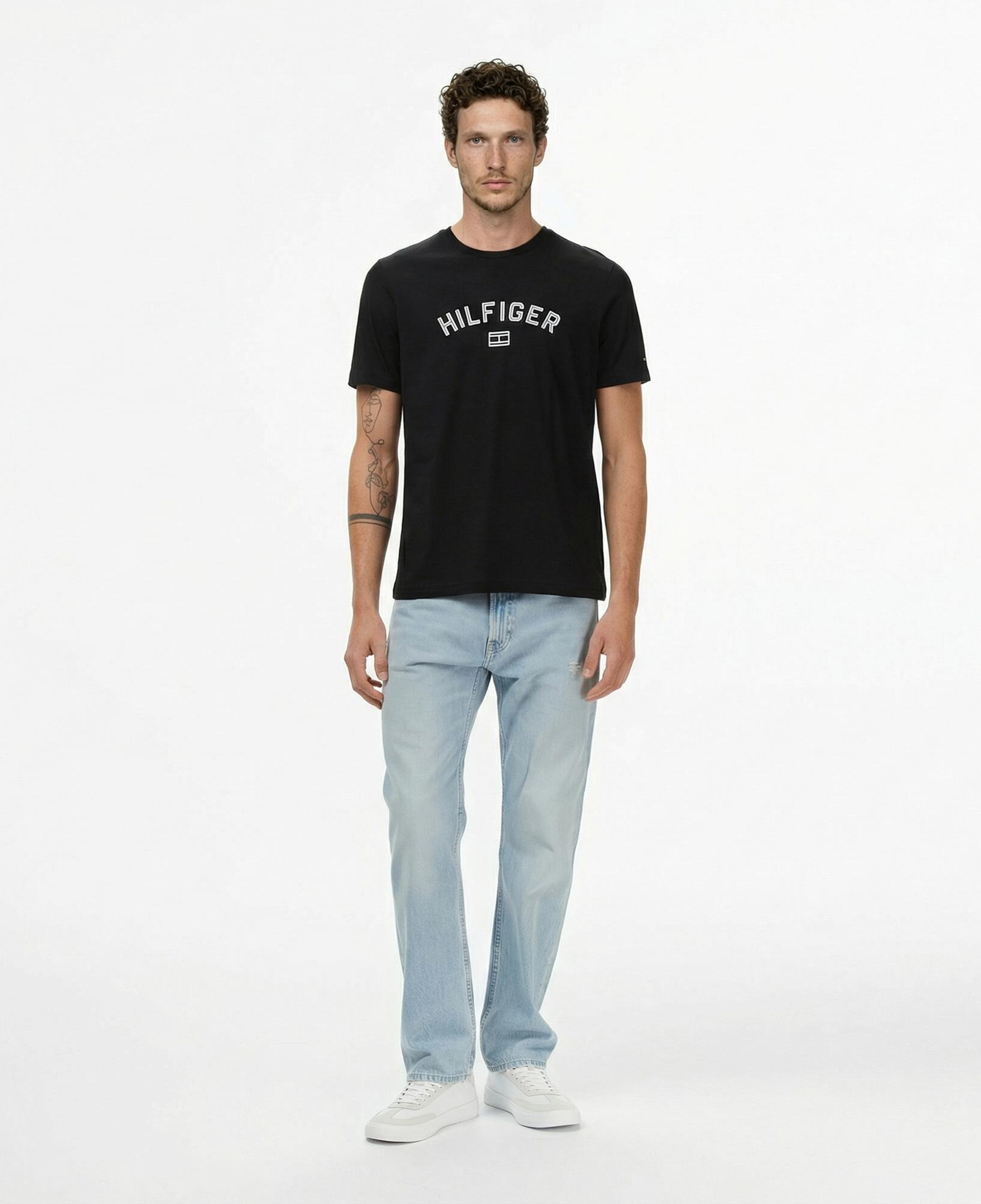 Tommy Hilfiger Flock Varsity Erkek Siyah T-Shirt