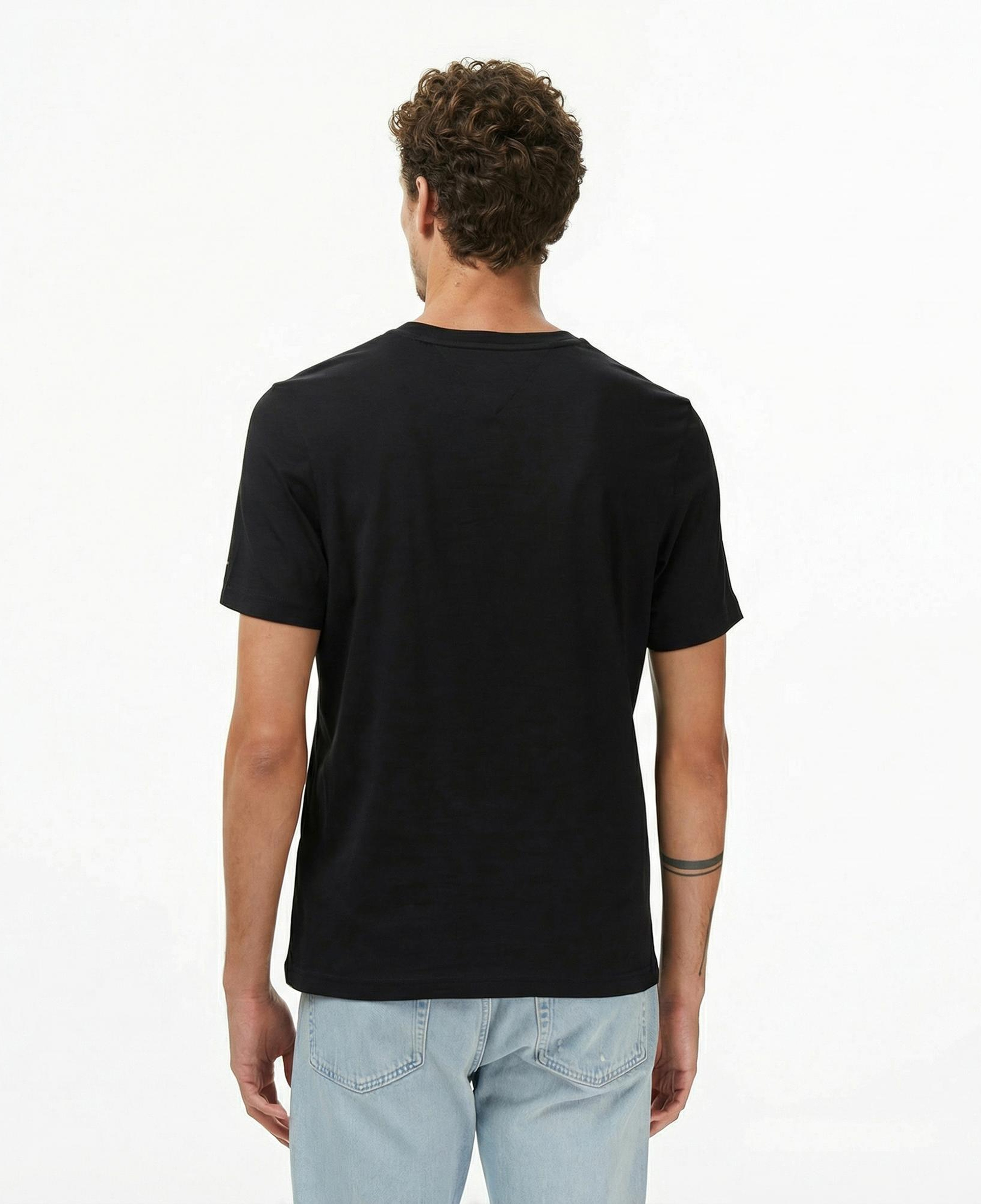 Tommy Hilfiger Flock Varsity Erkek Siyah T-Shirt