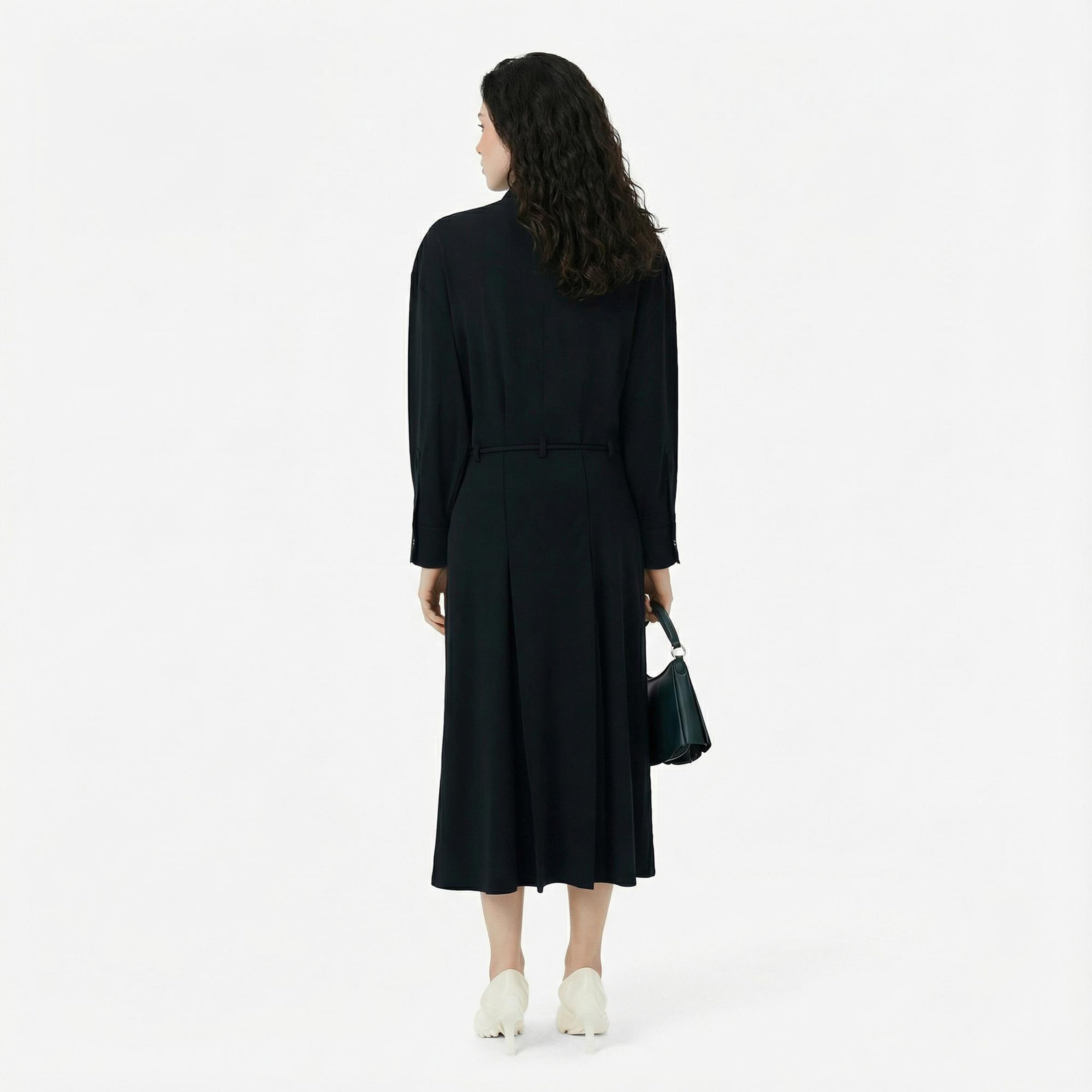Lacoste Runway Kadın Polo Yaka Koyu Yeşil Elbise