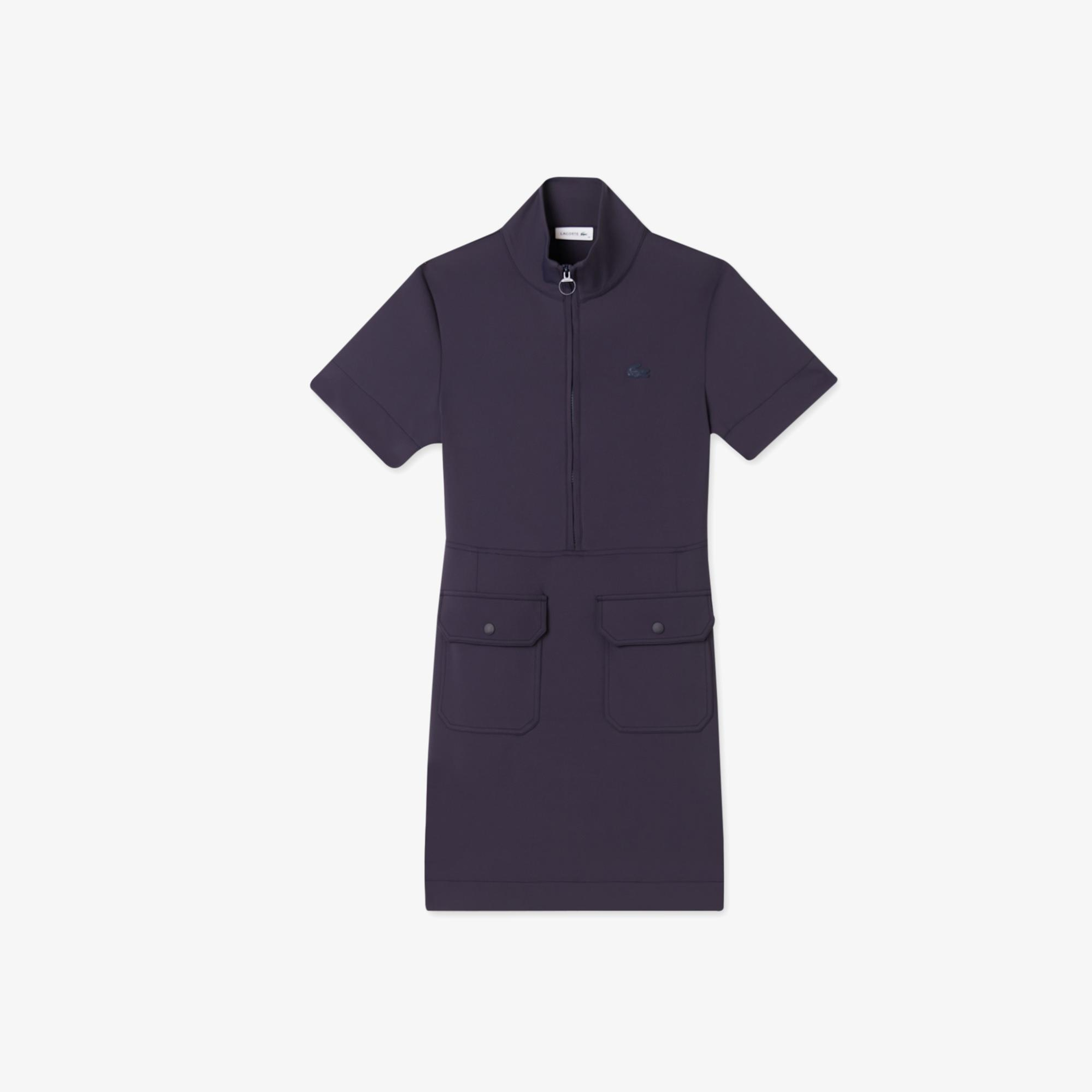 Lacoste Kadın Classic Fit Kısa Kollu Dik Yaka Koyu Mavi Elbise