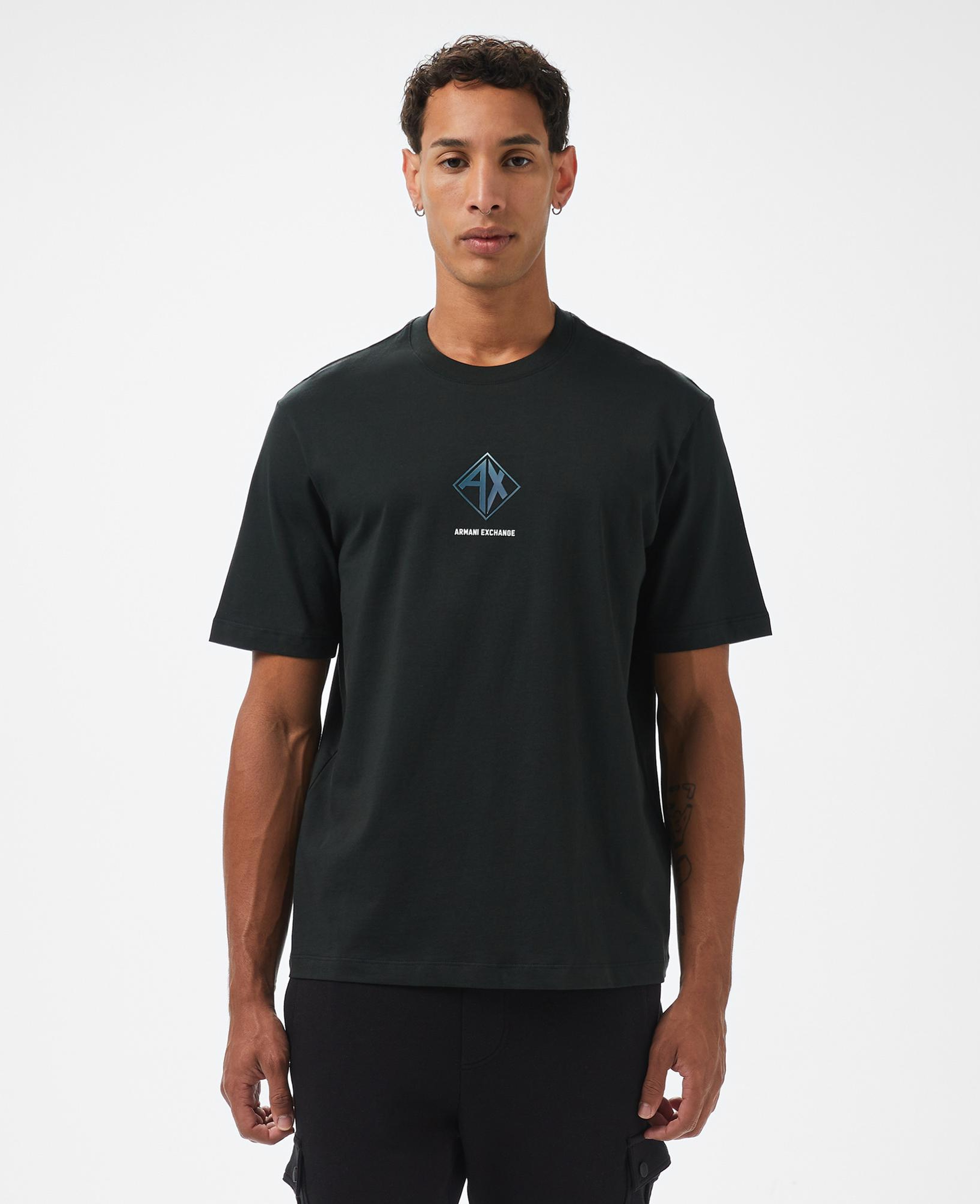 Armani Exchange Erkek Siyah Bisiklet Yaka T-Shirt