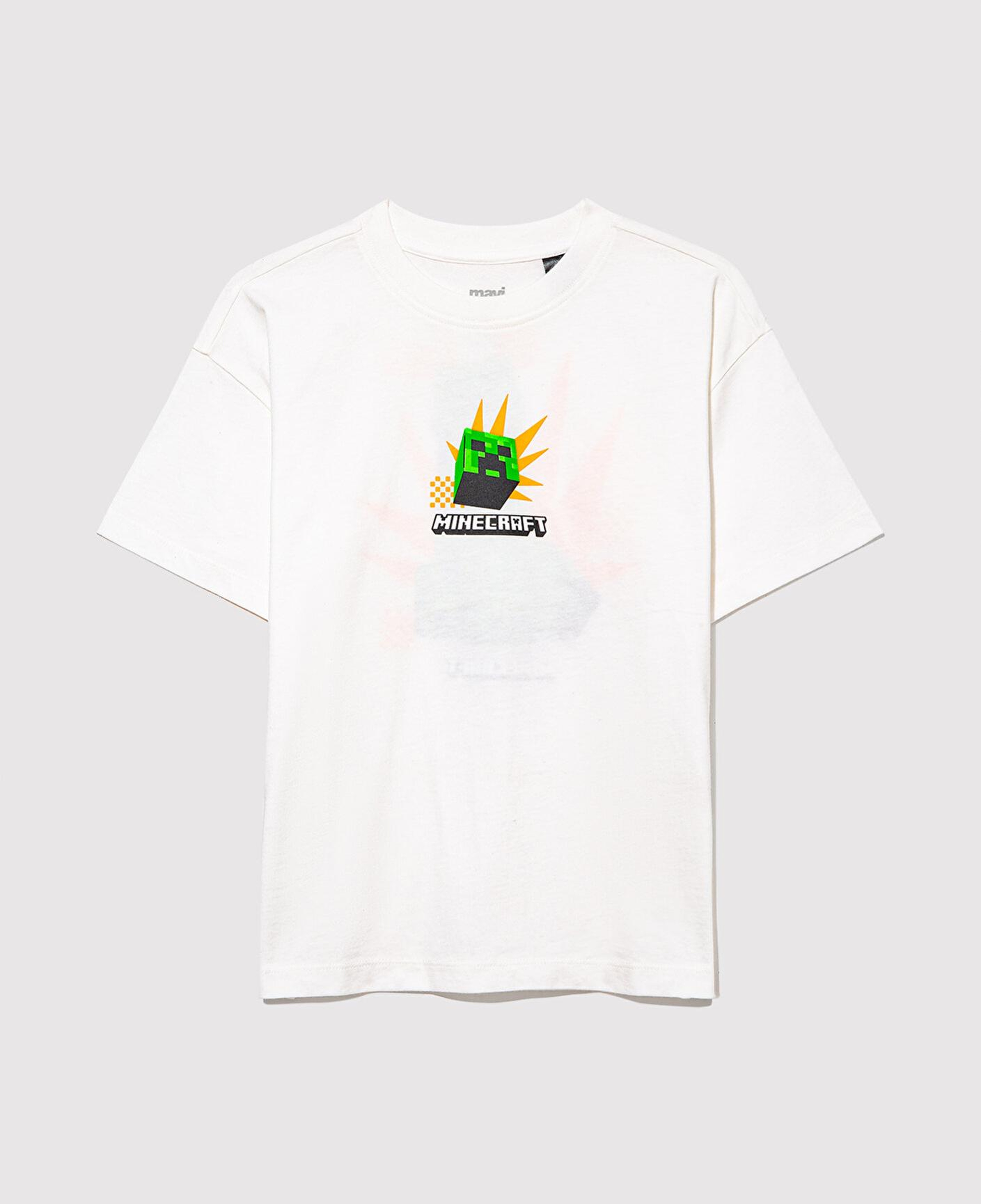 Mavi Minecraft Baskılı Ekru Tişört Oversize / Geniş Kesim 6610340-70057