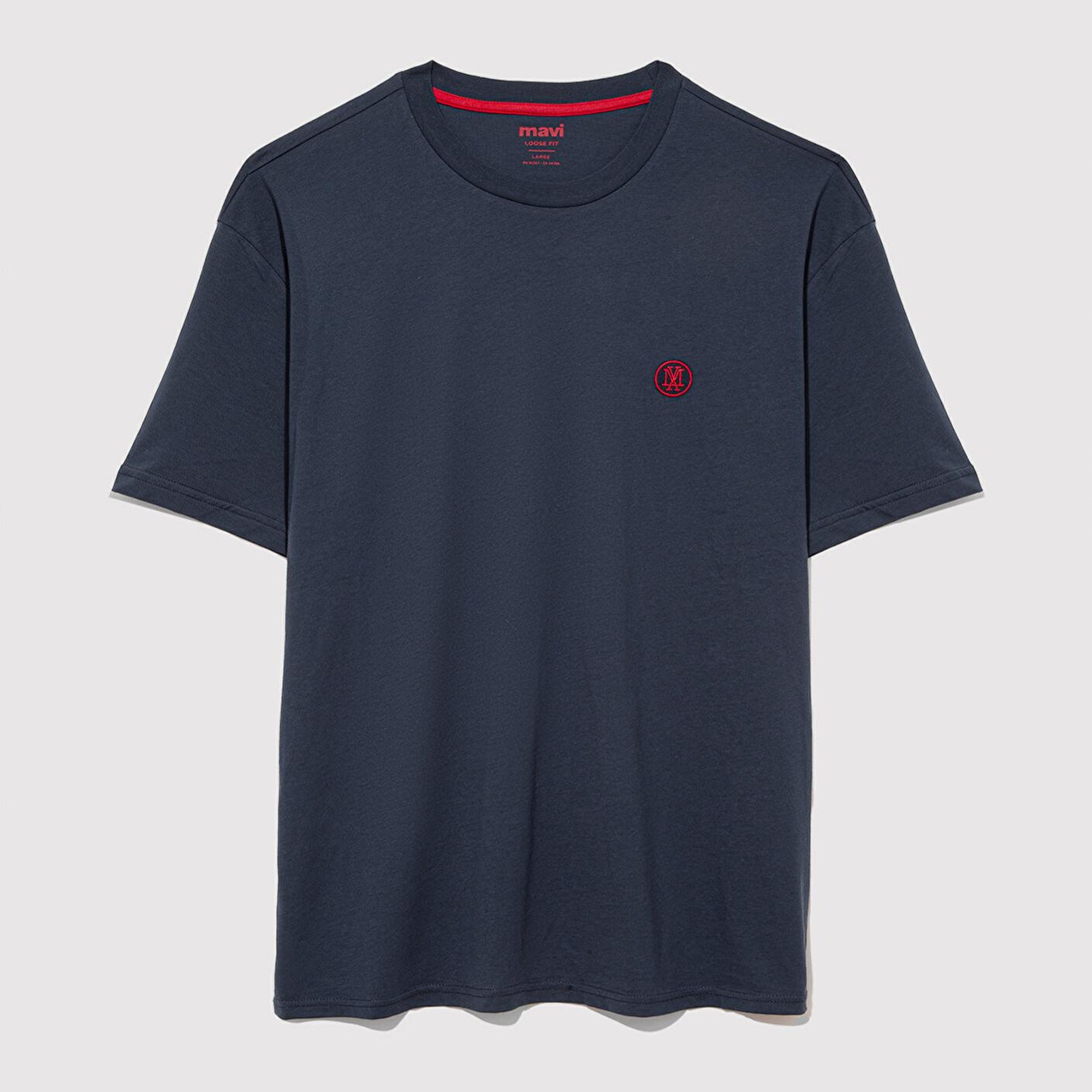 Mavi 2li Mavi Mühür Logo Nakışlı Erkek Tişört Loose Fit / Bol Rahat Kesim 0612545-620