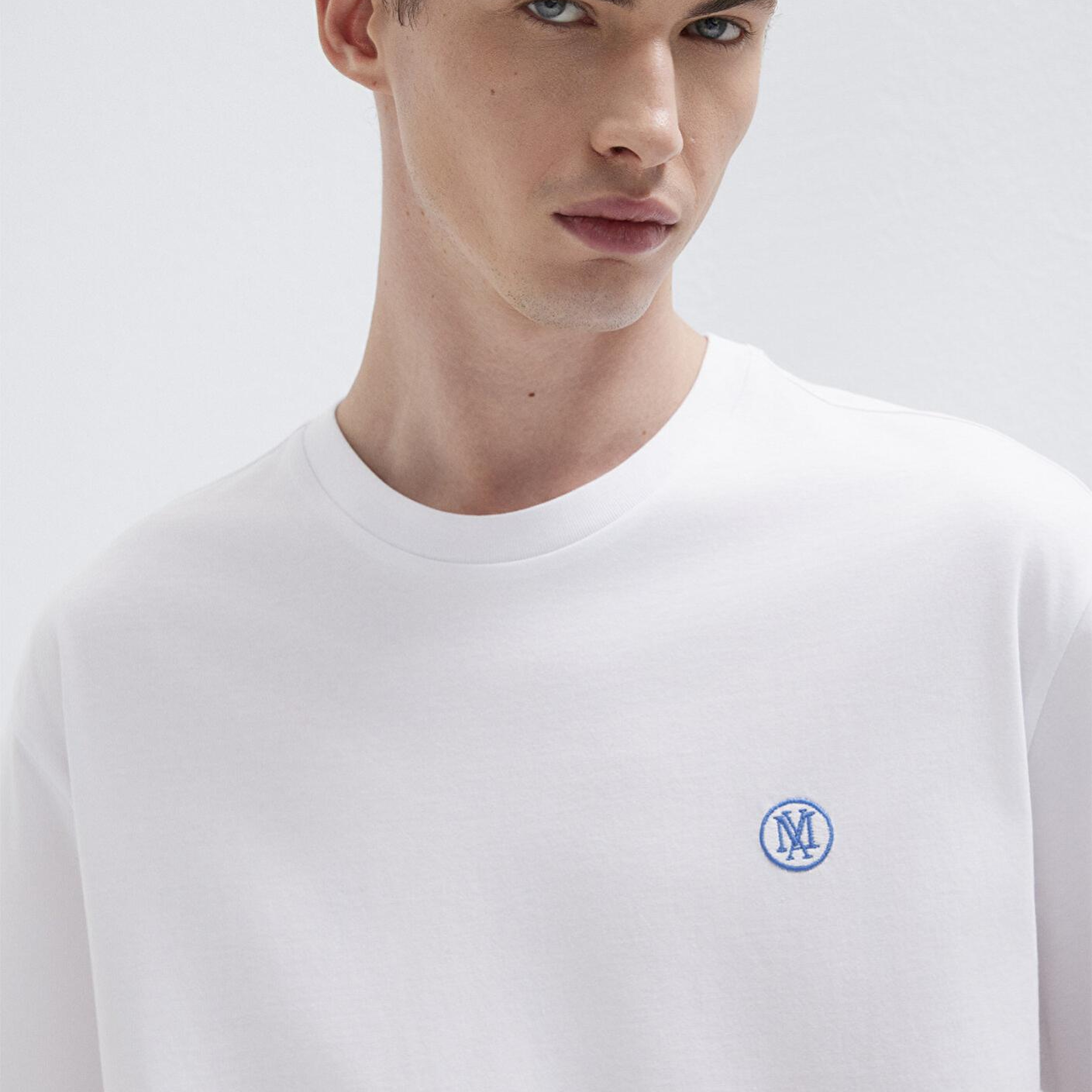 Mavi 2li Mavi Mühür Logo Nakışlı Erkek Tişört Loose Fit / Bol Rahat Kesim 0612545-620