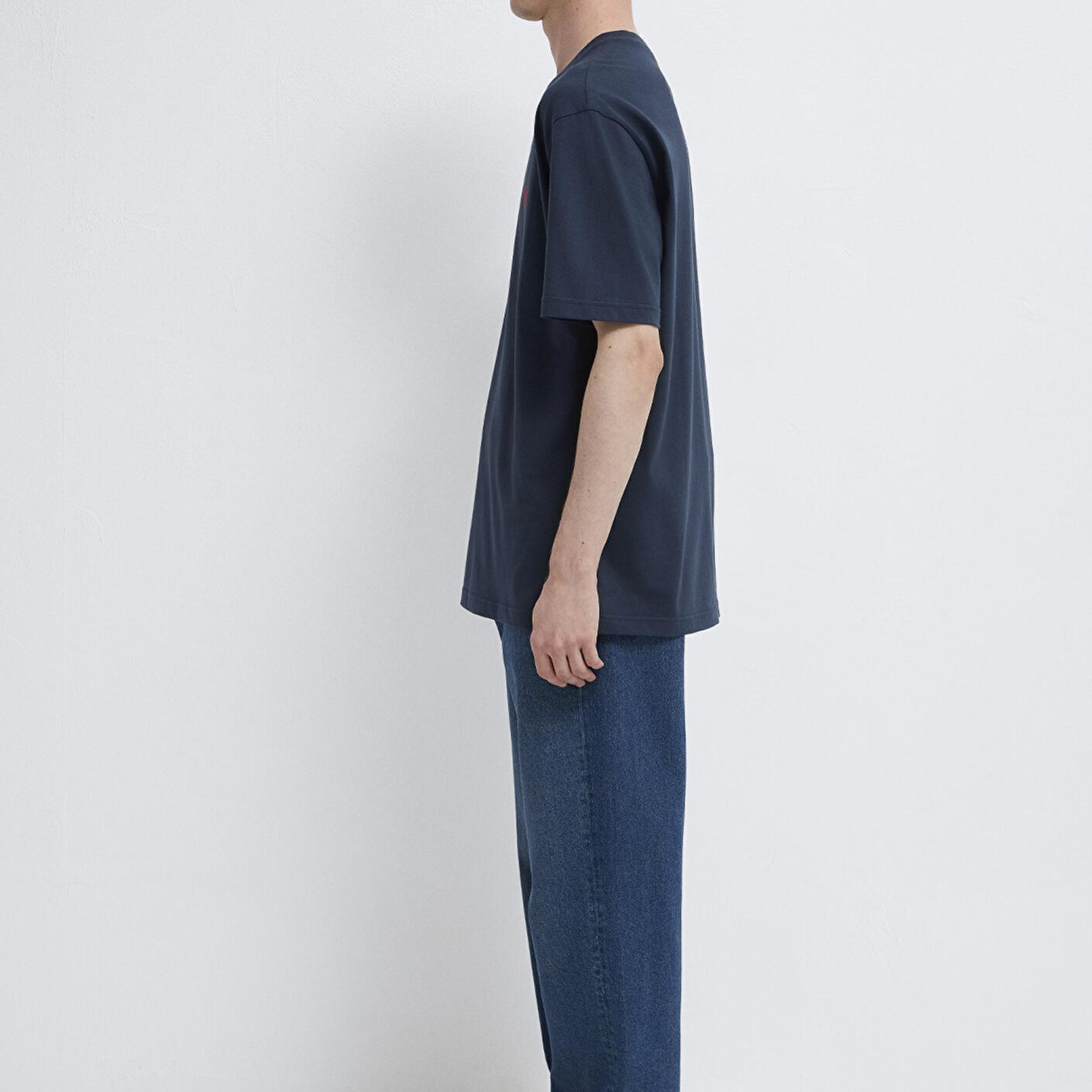 Mavi 2li Mavi Mühür Logo Nakışlı Erkek Tişört Loose Fit / Bol Rahat Kesim 0612545-620