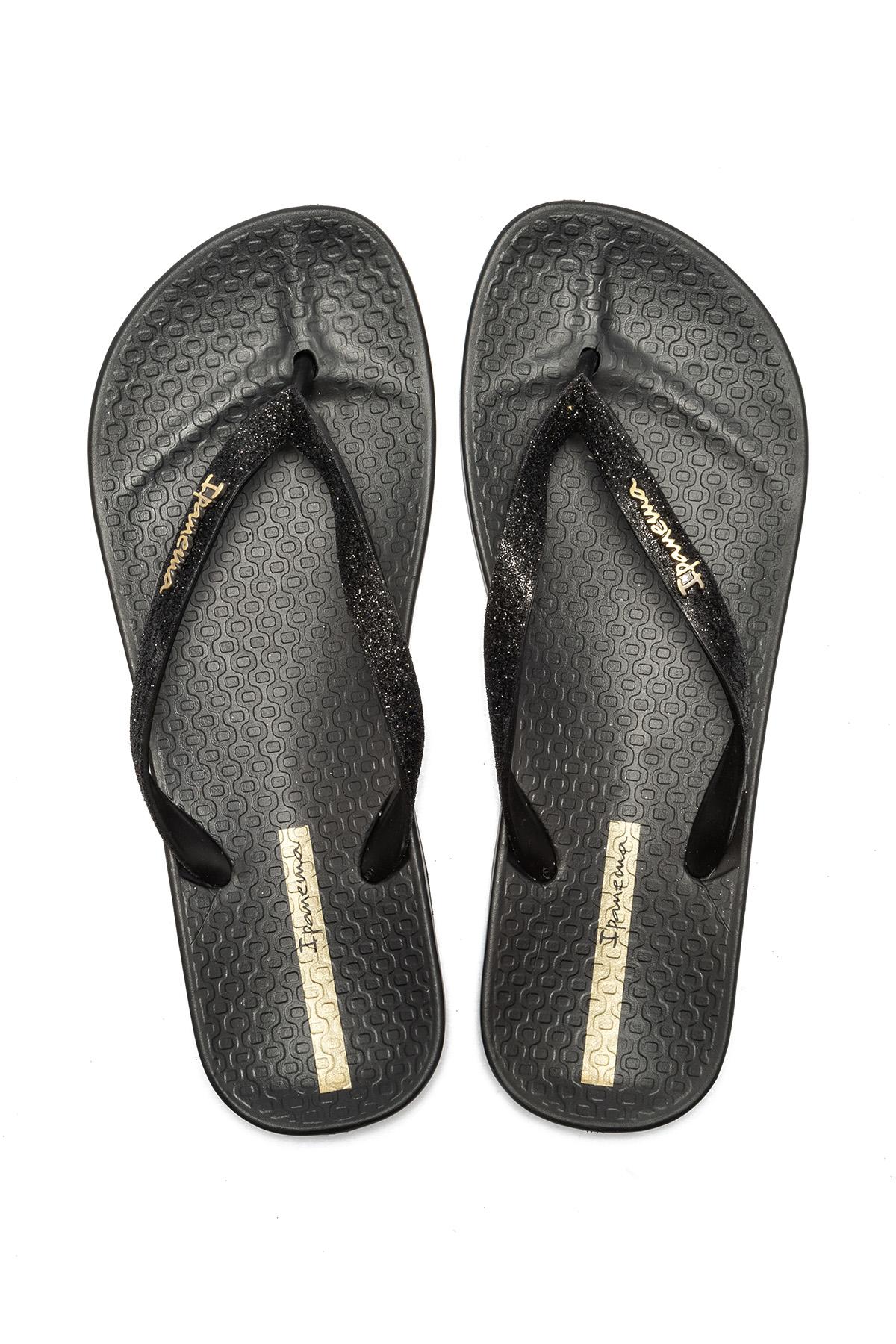 Anatomik Lolita Fem Kadın Parmak Arası Terlik Parlak,Siyah 35/42