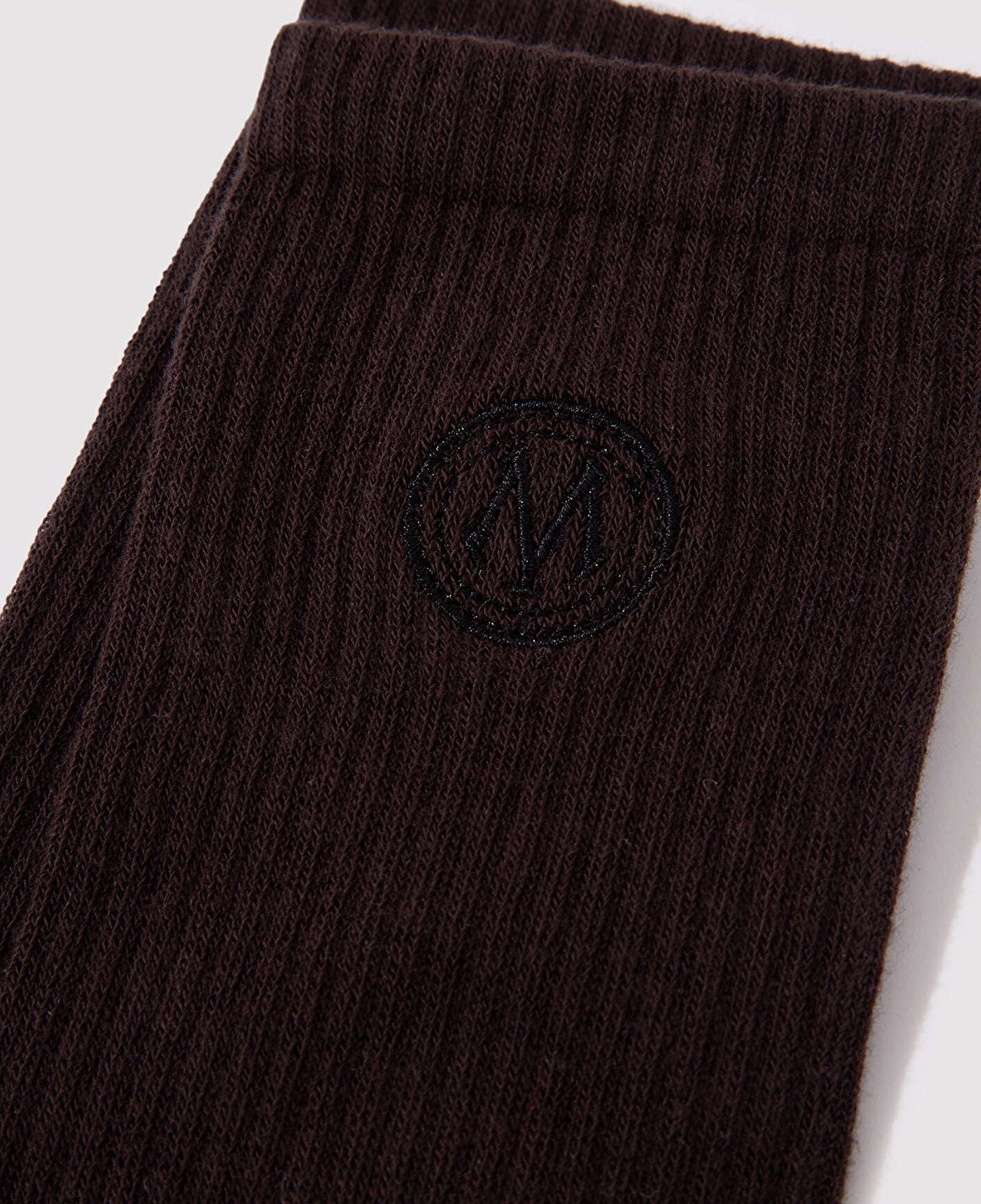 Mavi Mühür Logo Baskılı Kahverengi Soket Çorap 0911756-70246