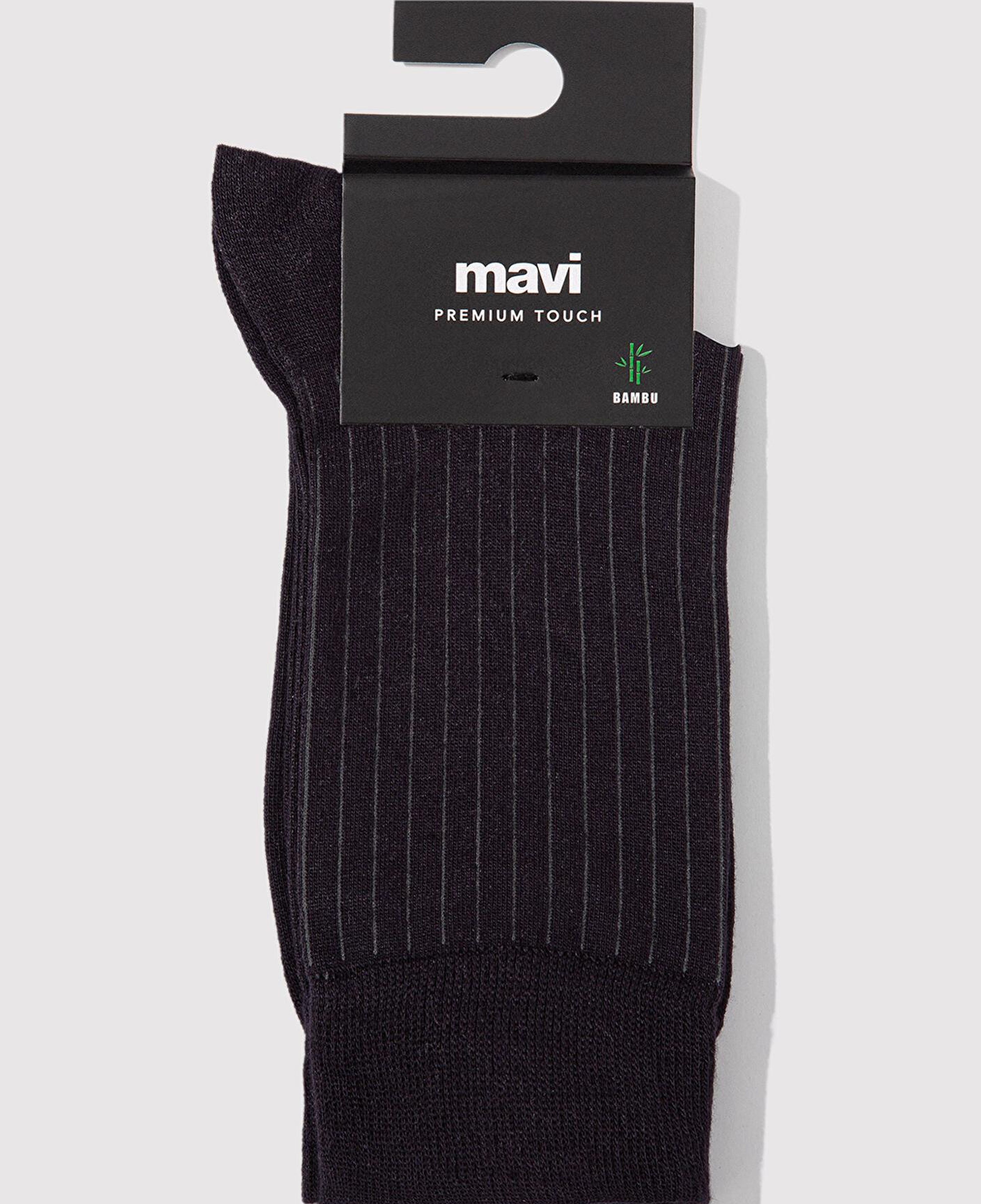 Mavi Çizgi Detaylı Siyah Soket Çorap 0911761-900