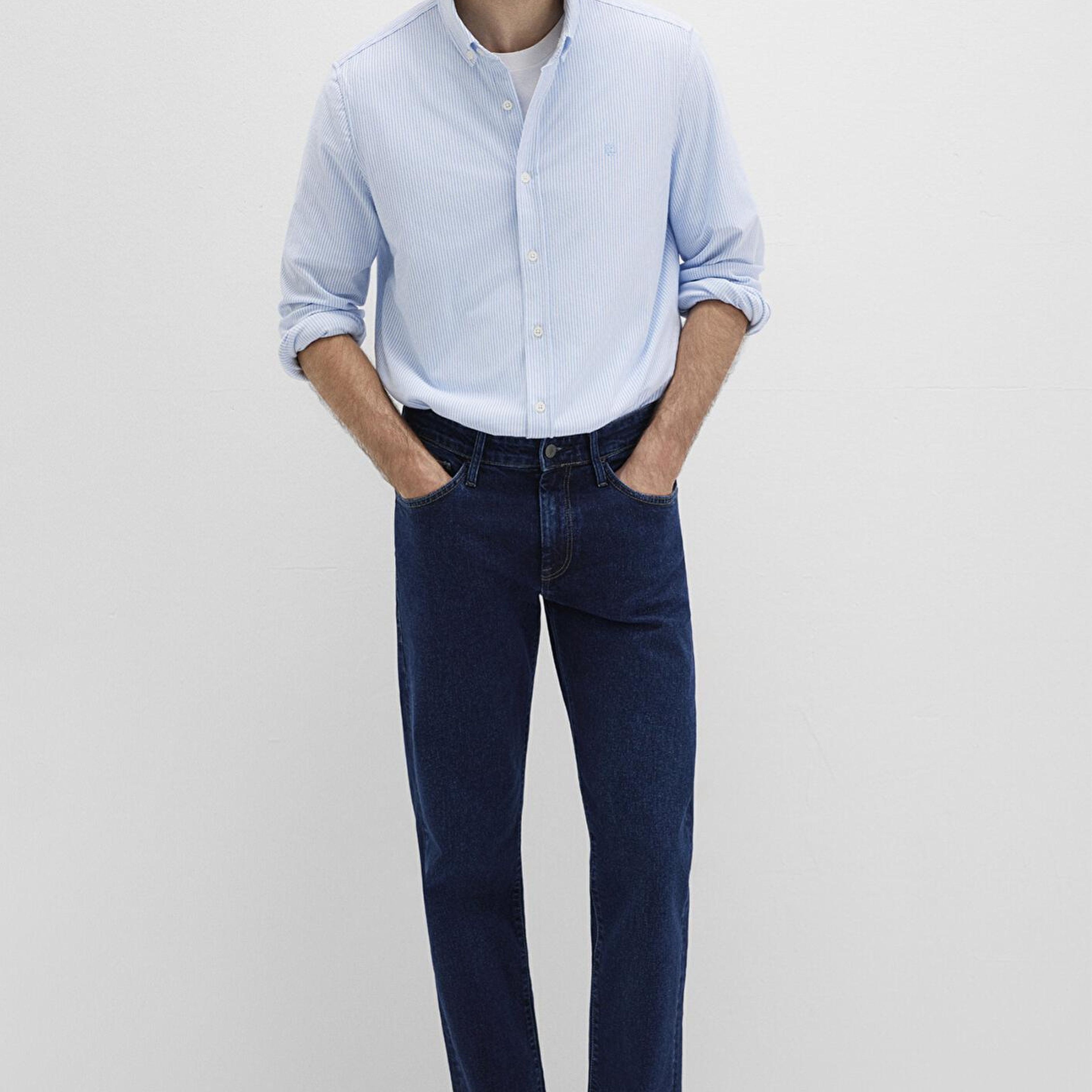 Mavi Çizgili Mavi Gömlek Slim Fit / Dar Kesim 0211402-88654