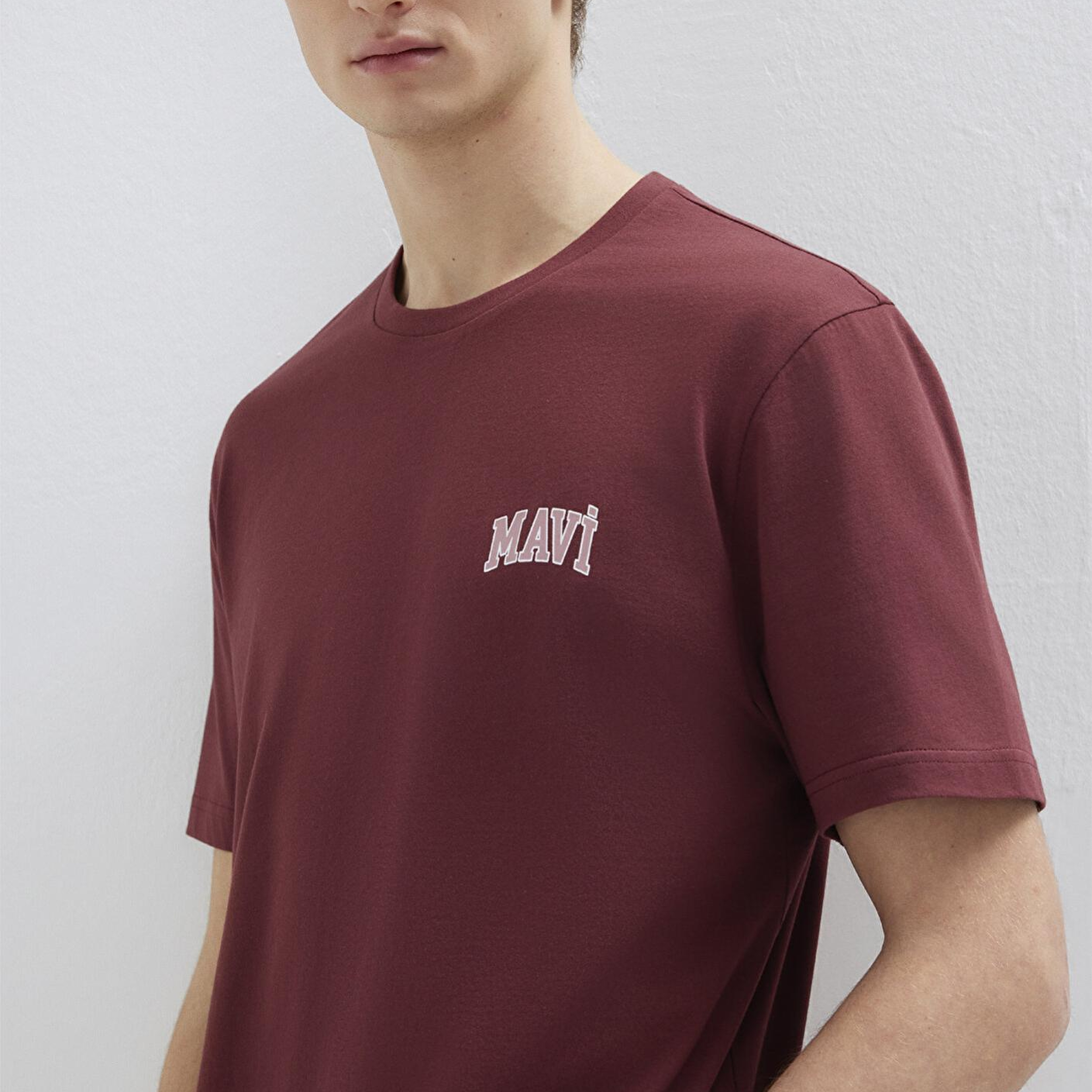 Mavi Mavi Logo Baskılı Bordo Tişört Regular Fit / Normal Kesim 0611714-70396