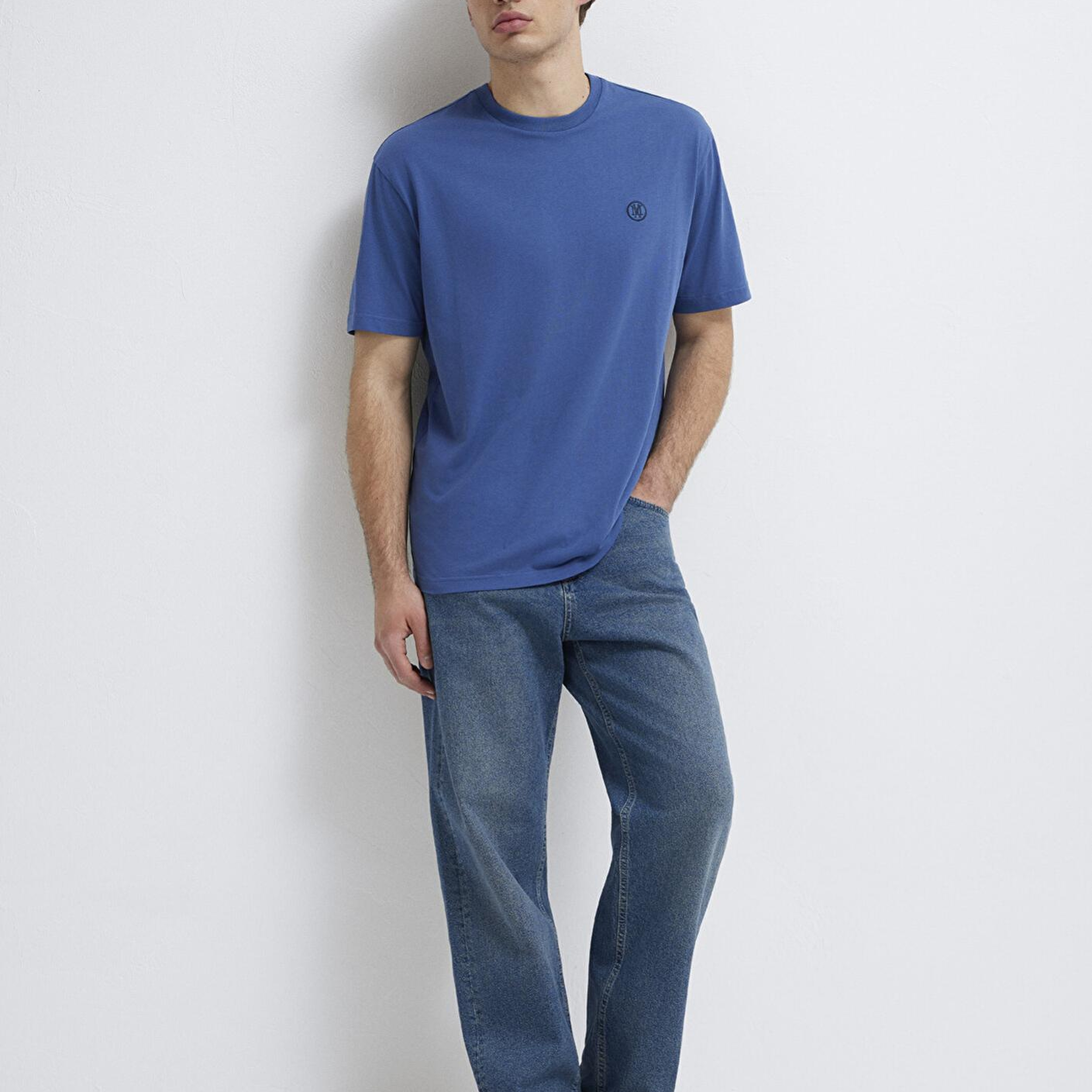 Mavi Mavi Logo İşlemeli Mavi Basic Tişört Loose Fit / Bol Rahat Kesim 067074-70719