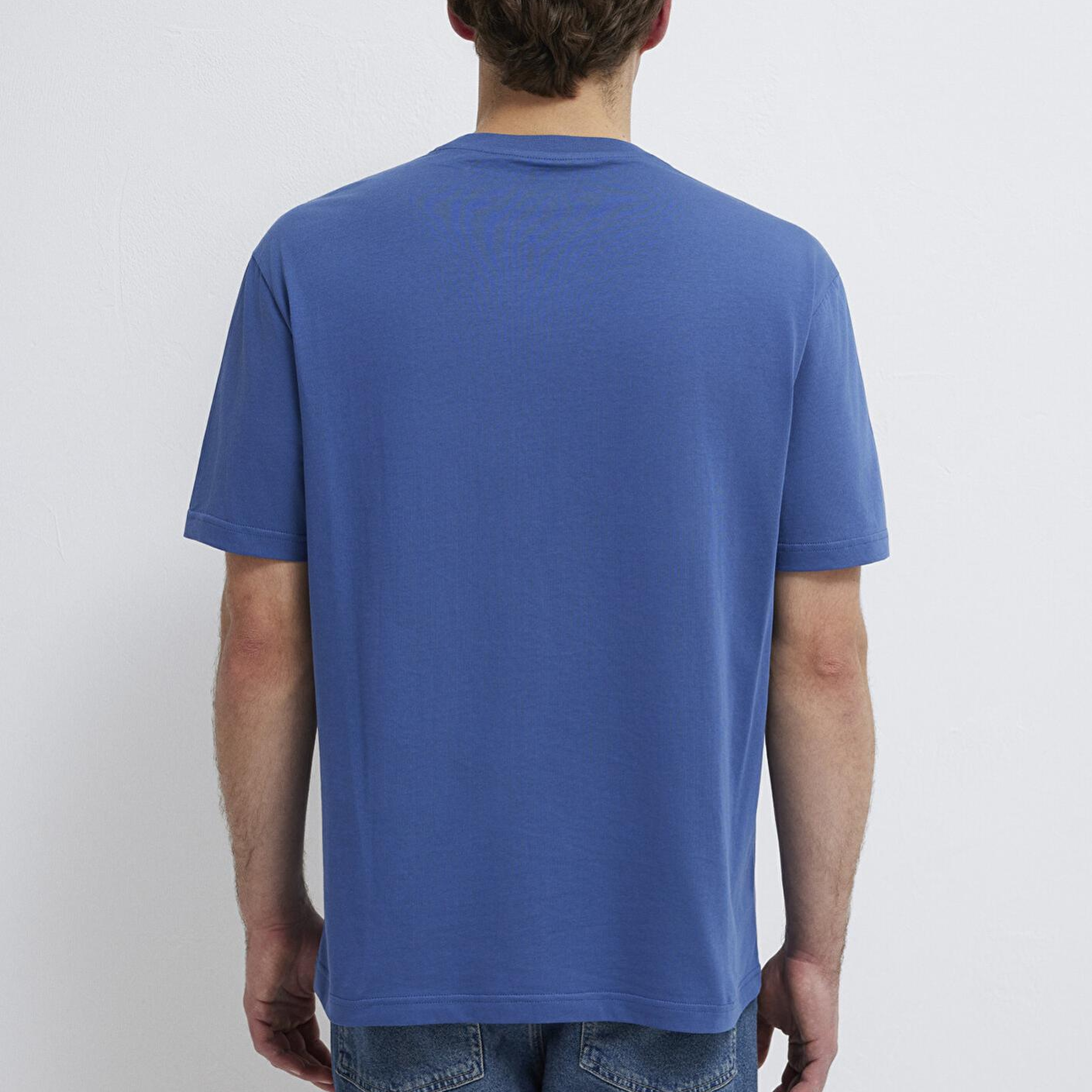 Mavi Mavi Logo İşlemeli Mavi Basic Tişört Loose Fit / Bol Rahat Kesim 067074-70719