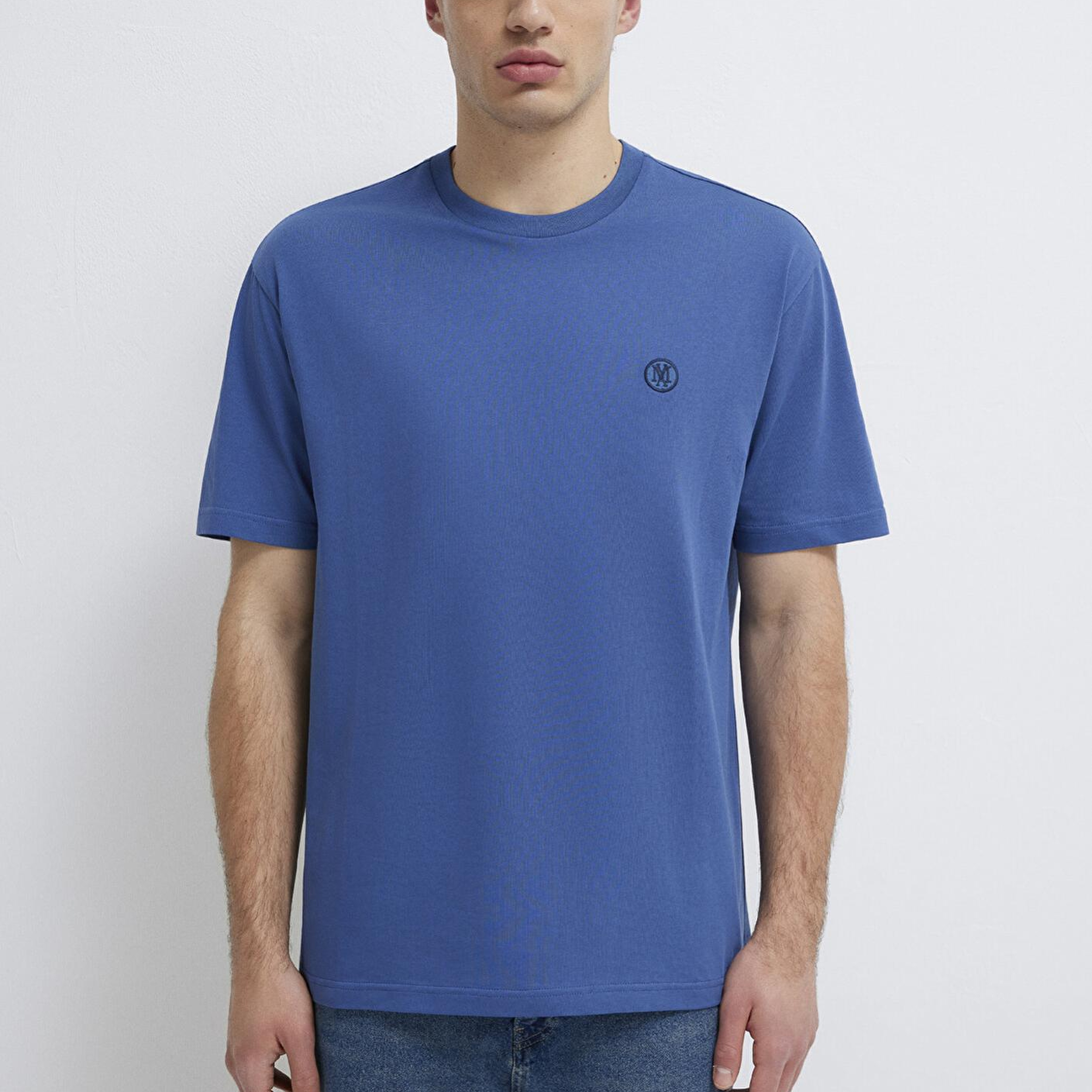 Mavi Mavi Logo İşlemeli Mavi Basic Tişört Loose Fit / Bol Rahat Kesim 067074-70719