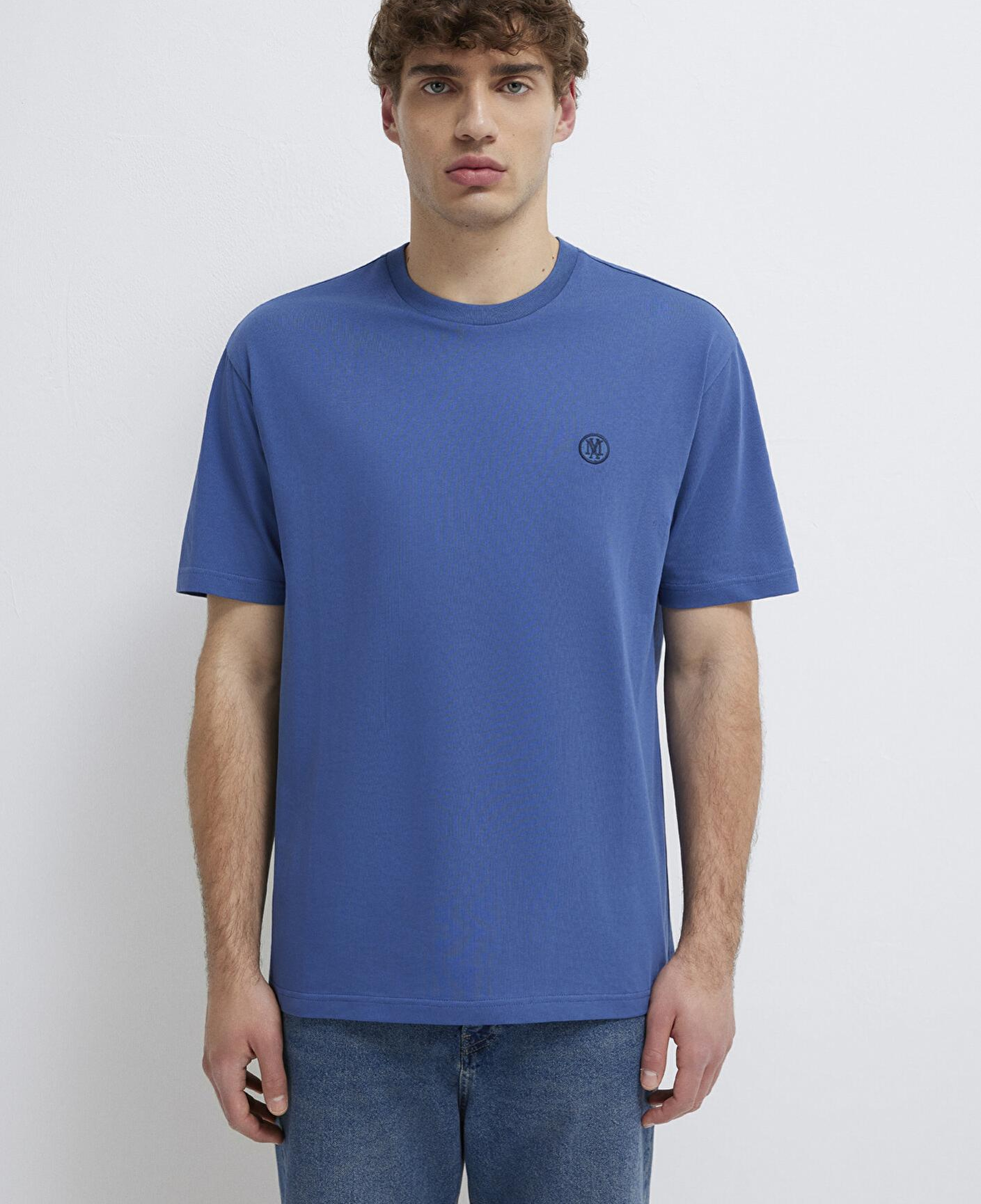 Mavi Mavi Logo İşlemeli Mavi Basic Tişört Loose Fit / Bol Rahat Kesim 067074-70719