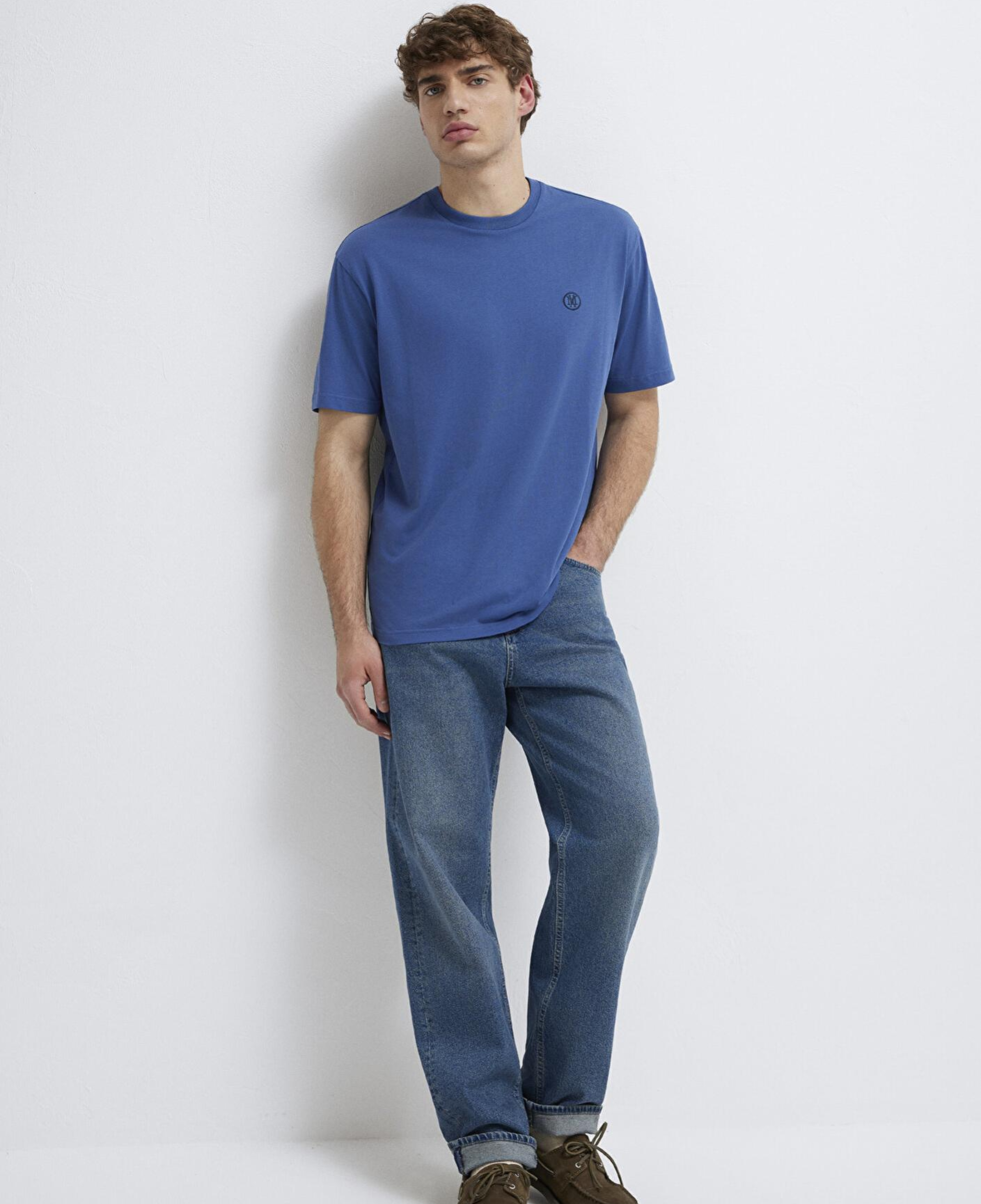 Mavi Mavi Logo İşlemeli Mavi Basic Tişört Loose Fit / Bol Rahat Kesim 067074-70719