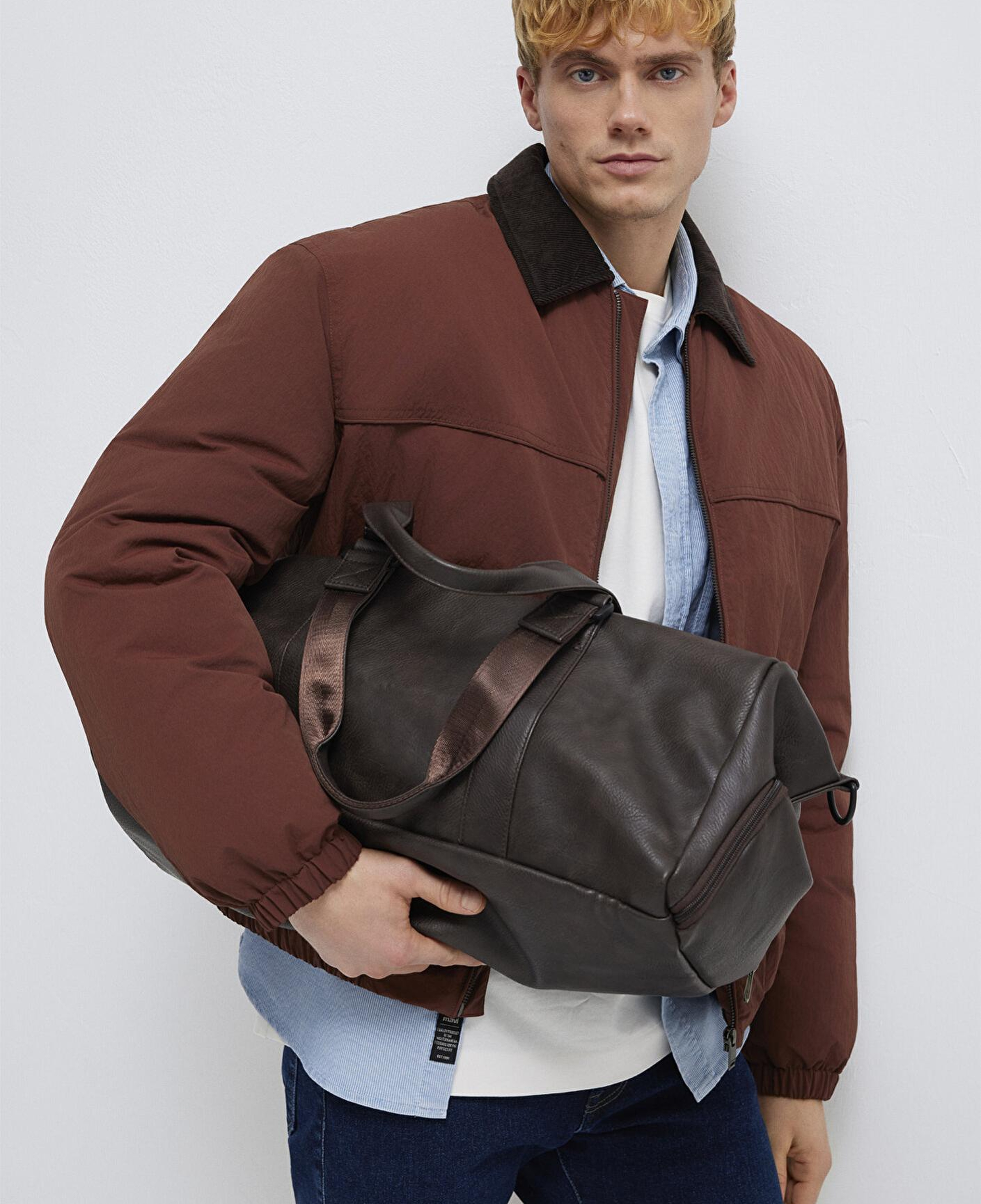 Mavi Kahverengi Suni Deri Spor Çantası 0911571-70246