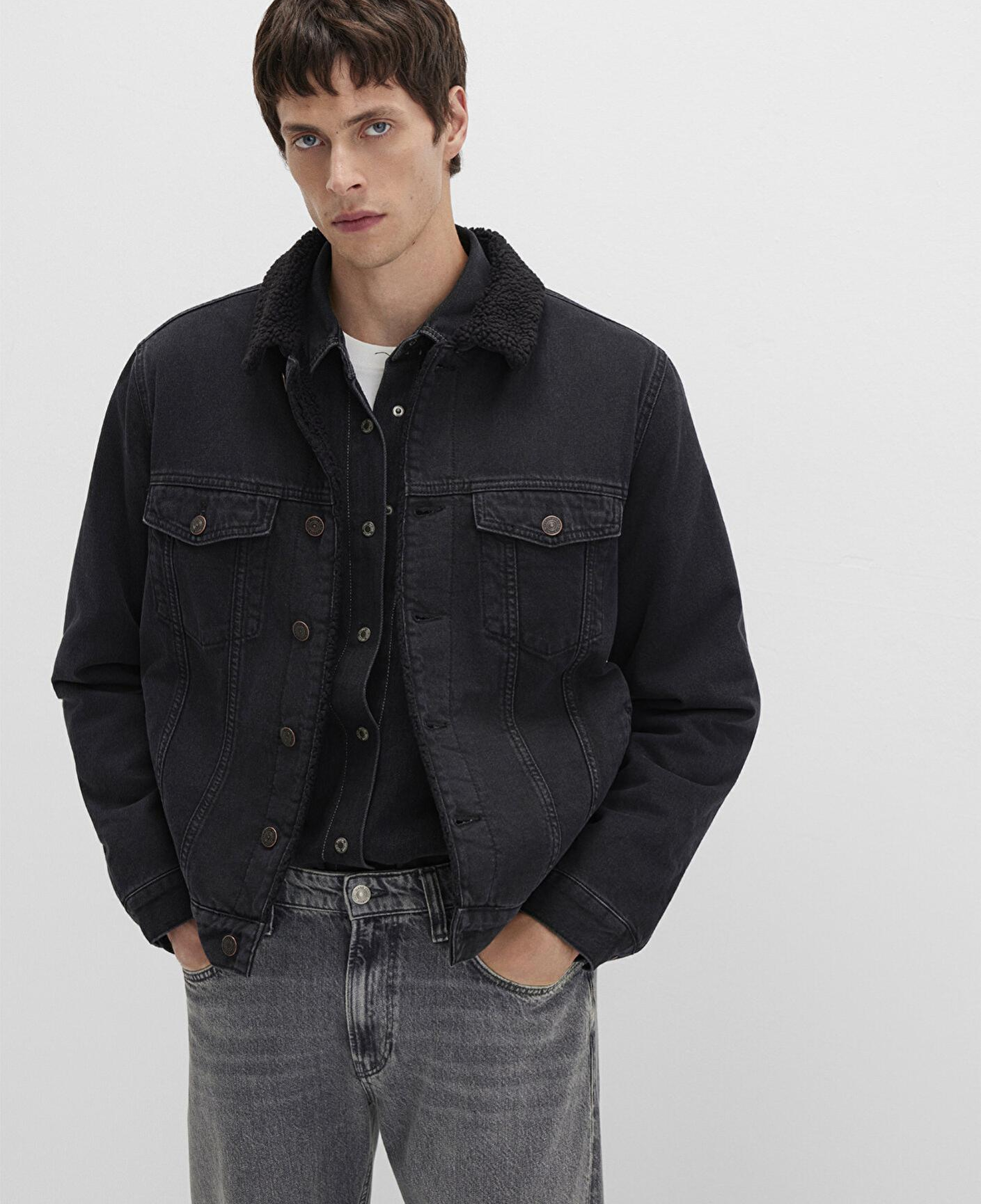 Mavi Zander Classic Denim Siyah Suni Kürklü Jean Ceket 0111214-89117