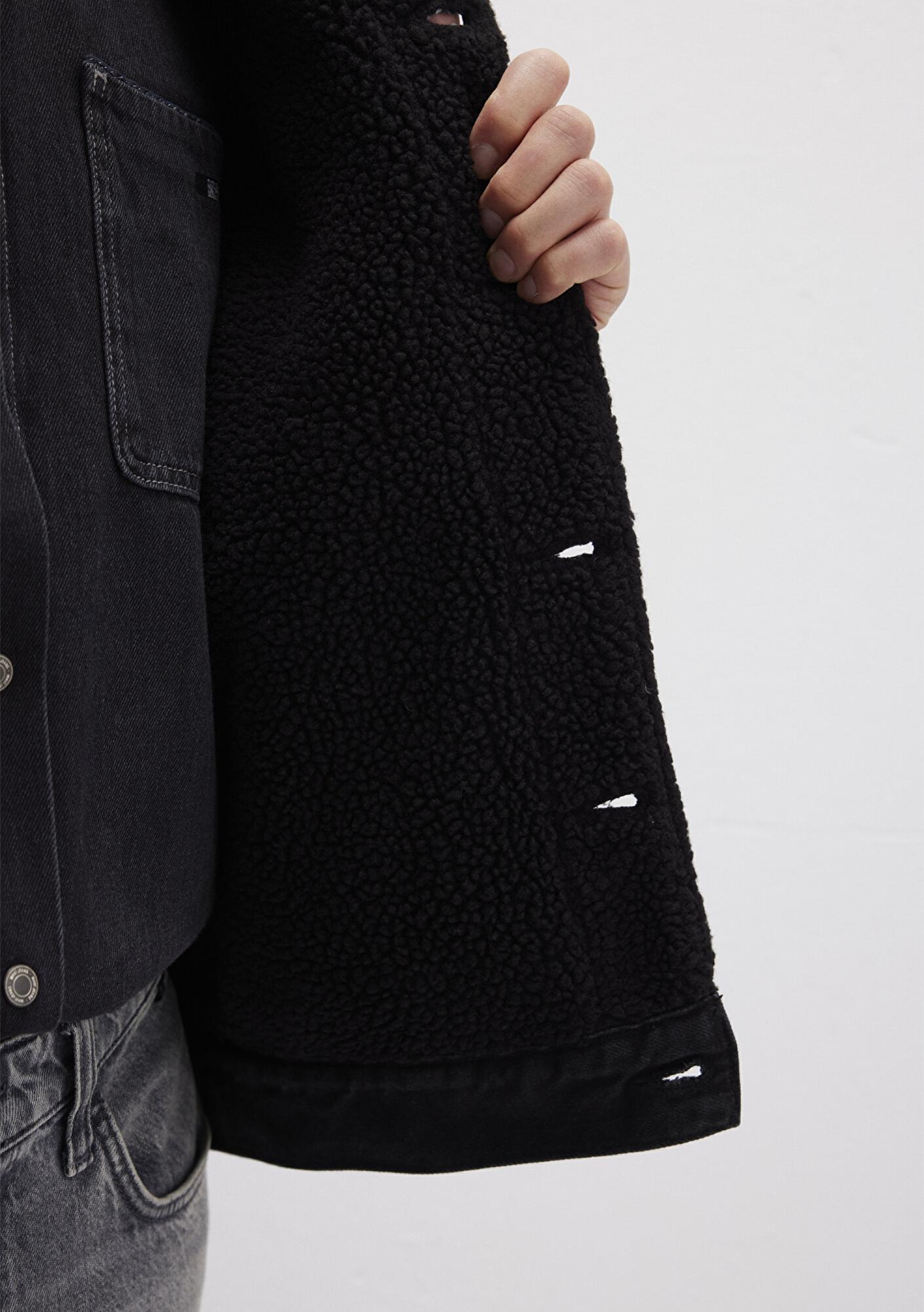 Mavi Zander Classic Denim Siyah Suni Kürklü Jean Ceket 0111214-89117