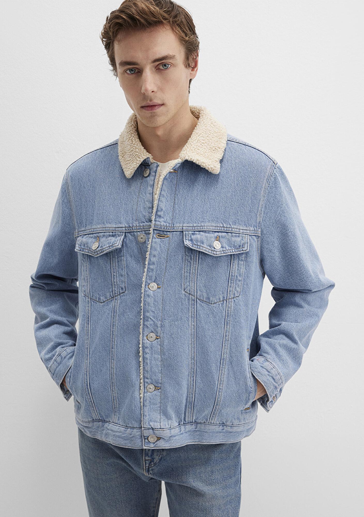 Mavi Zander Classic Denim Suni Kürklü Açık Mavi Jean Ceket 0111214-88554