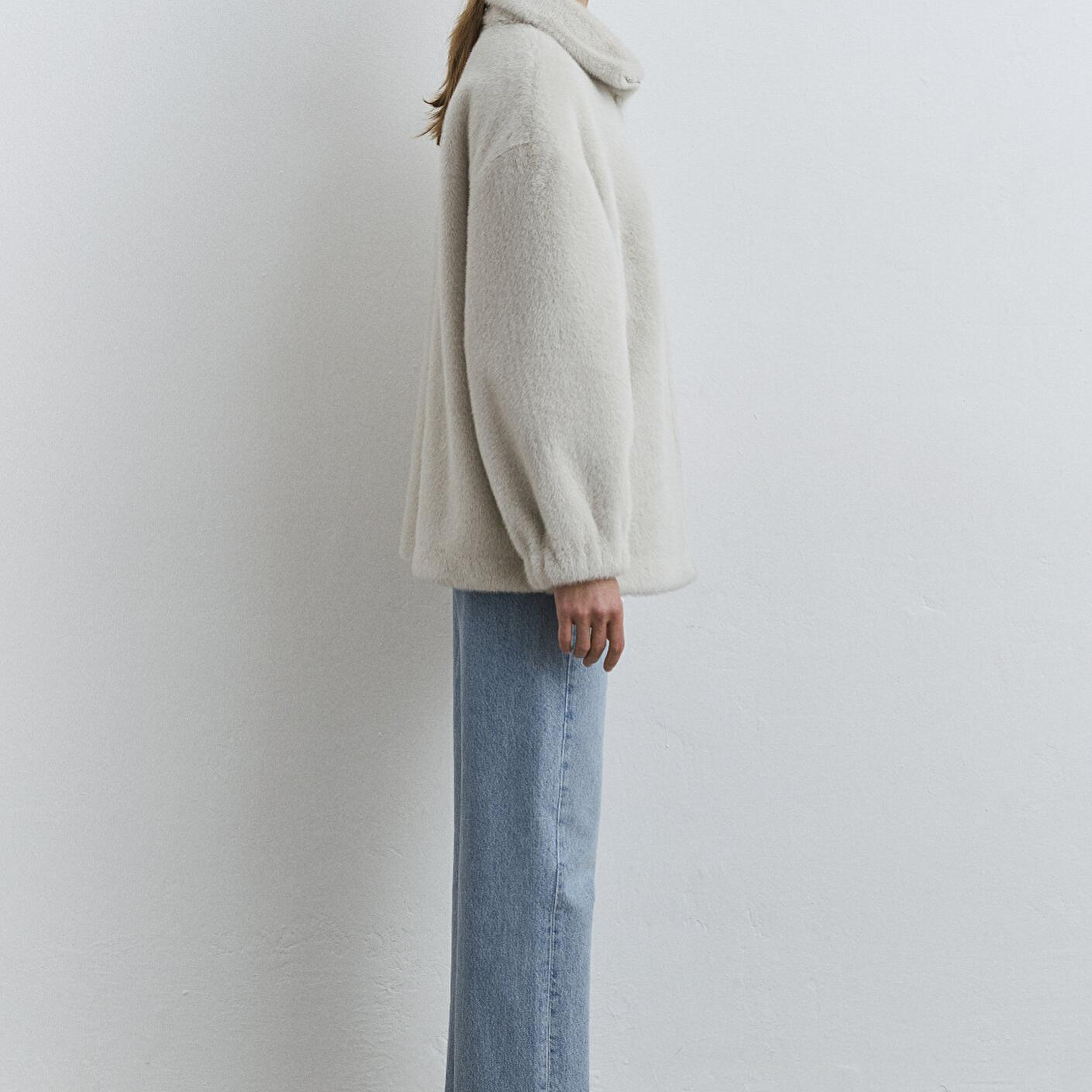 Mavi Açık Gri Peluş Ceket Oversize / Geniş Kesim 1110597-70037