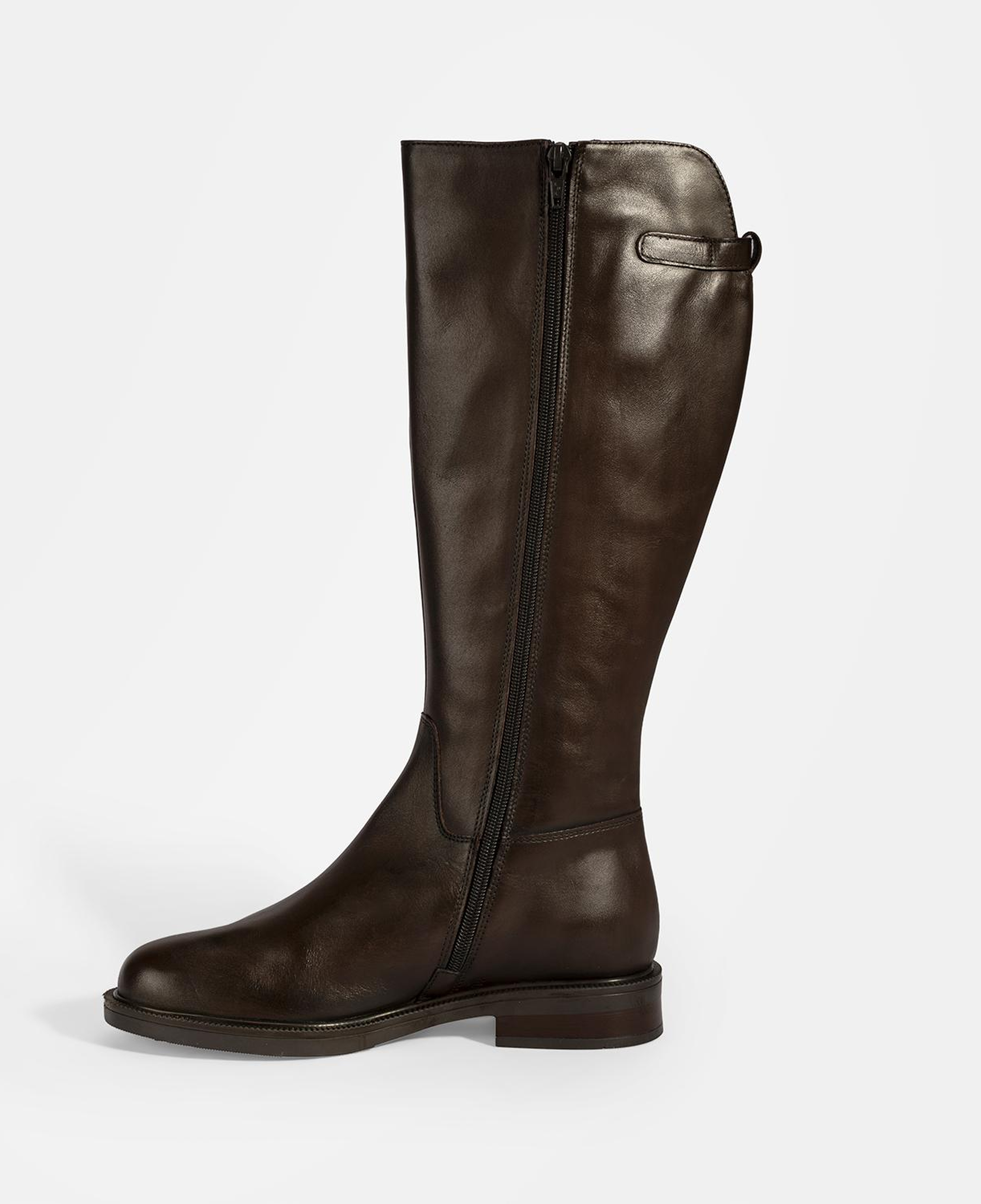 Kadın Kahve Metal Toka Detaylı Deri Çizme