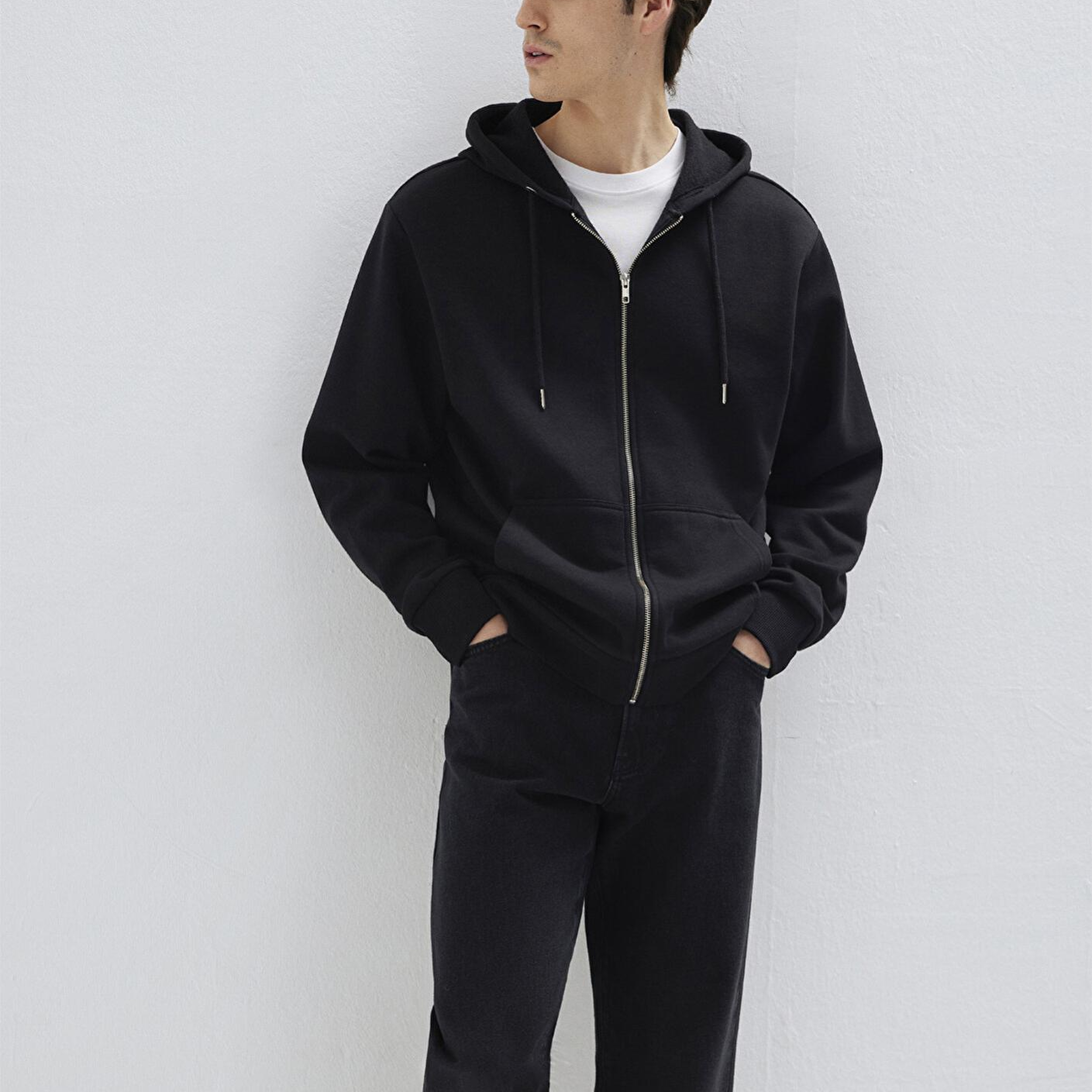 Mavi Kapüşonlu Fermuarlı Siyah Basic Sweatshirt 0S10277-900