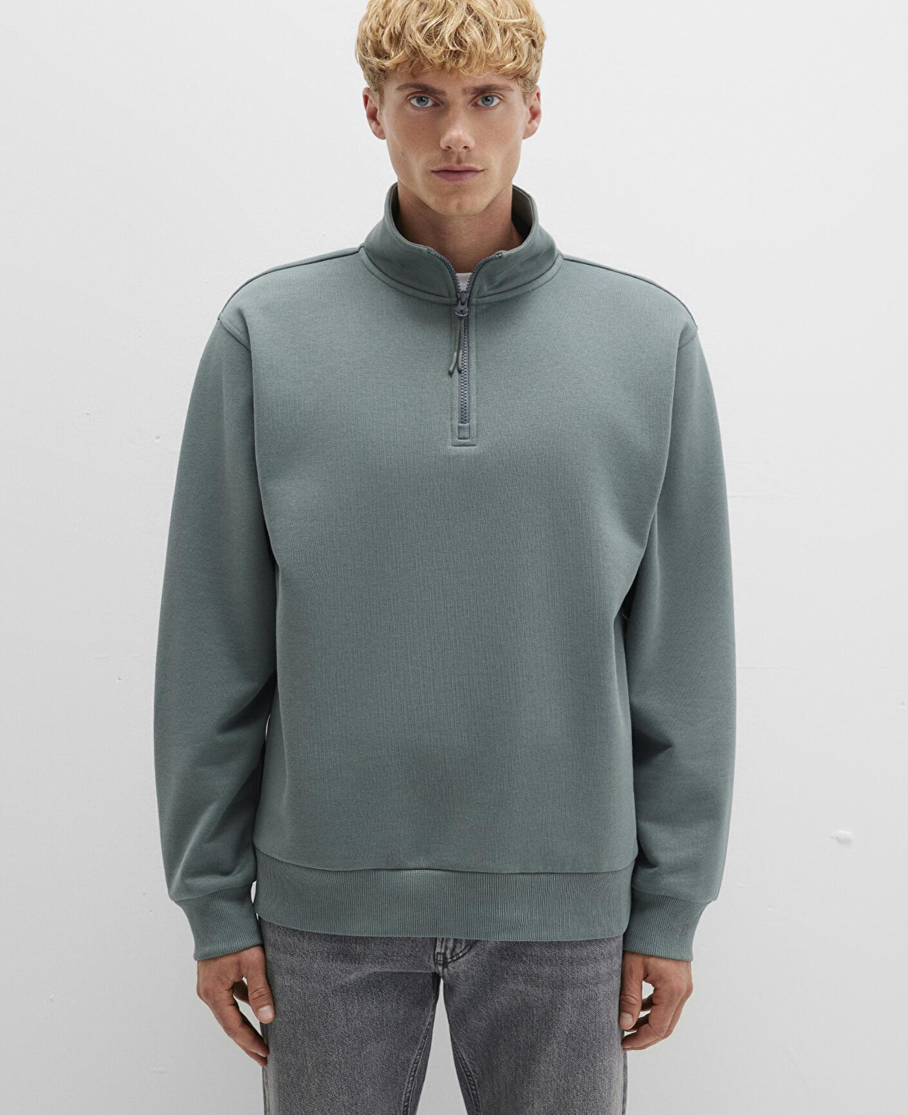 Mavi Yarı Fermuarlı Yeşil Basic Sweatshirt 0S10278-71577